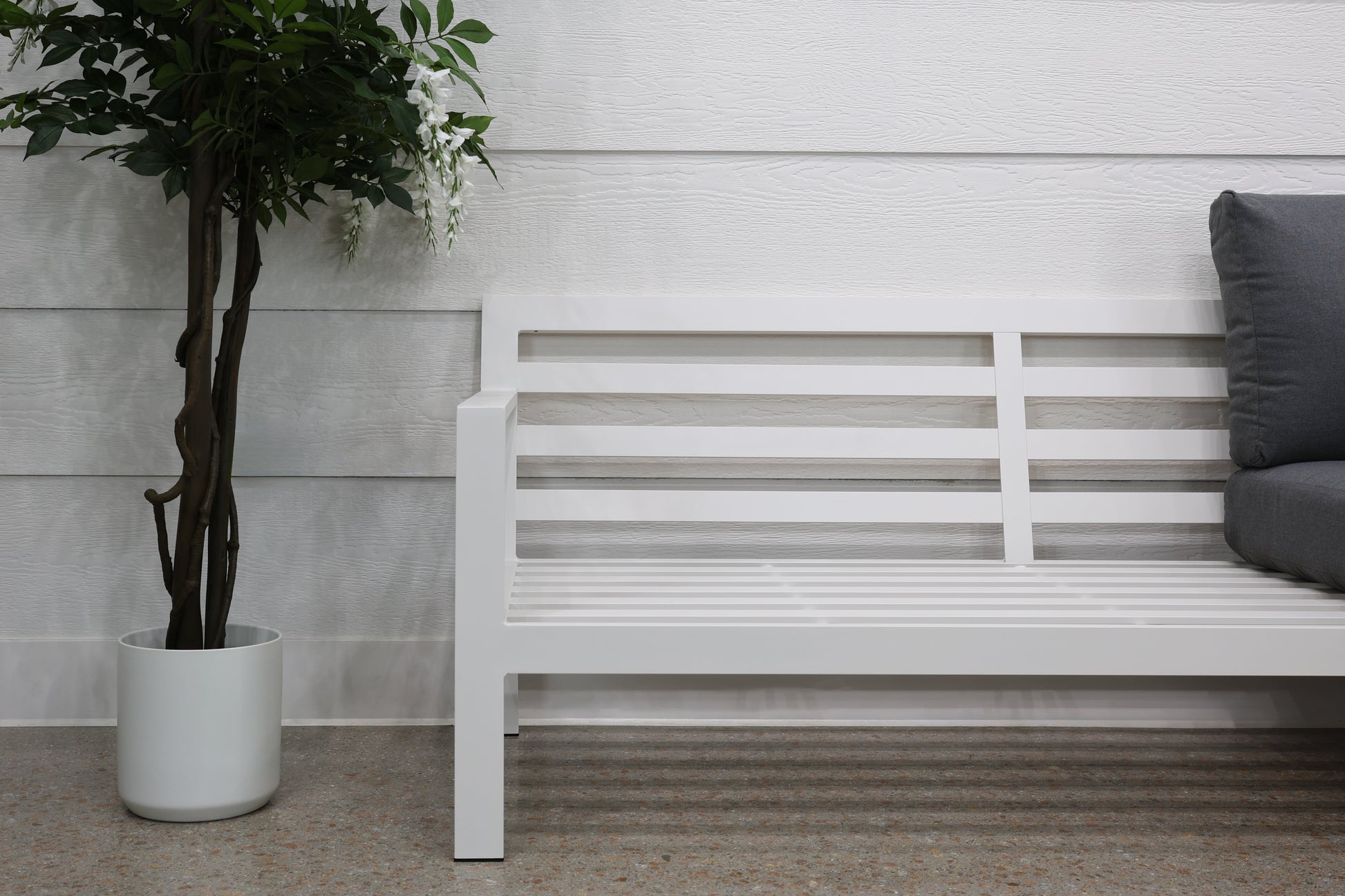 Georgia Corner Lounge - White Frame w/ Charcoal Cushions