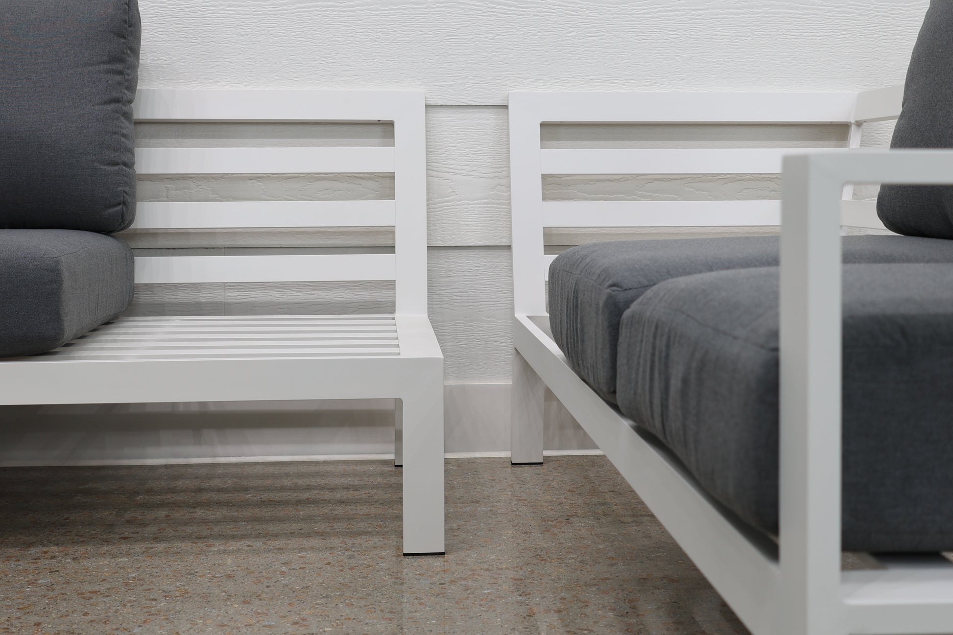 Georgia Corner Lounge - White Frame w/ Charcoal Cushions