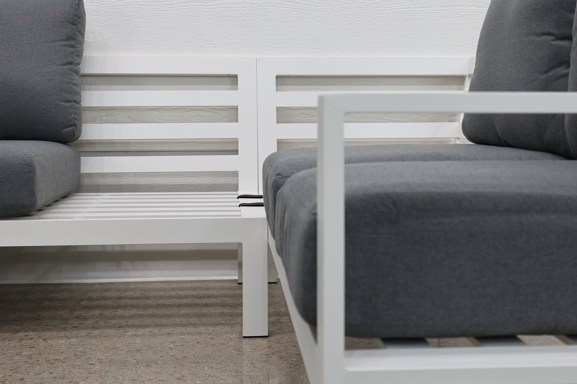Georgia Corner Lounge - White Frame w/ Charcoal Cushions