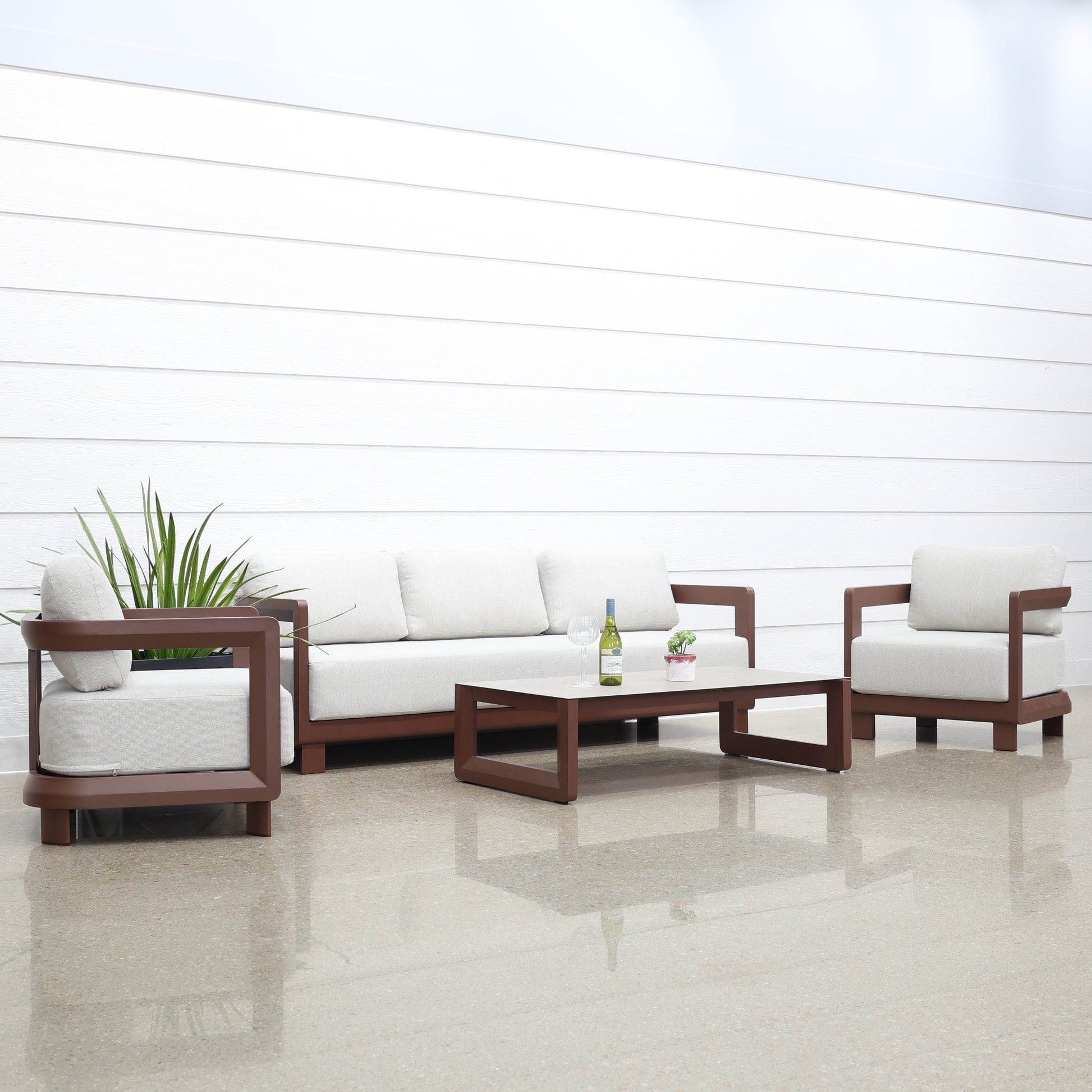 Anglesea 4 Piece Outdoor Lounge Setting - Earth