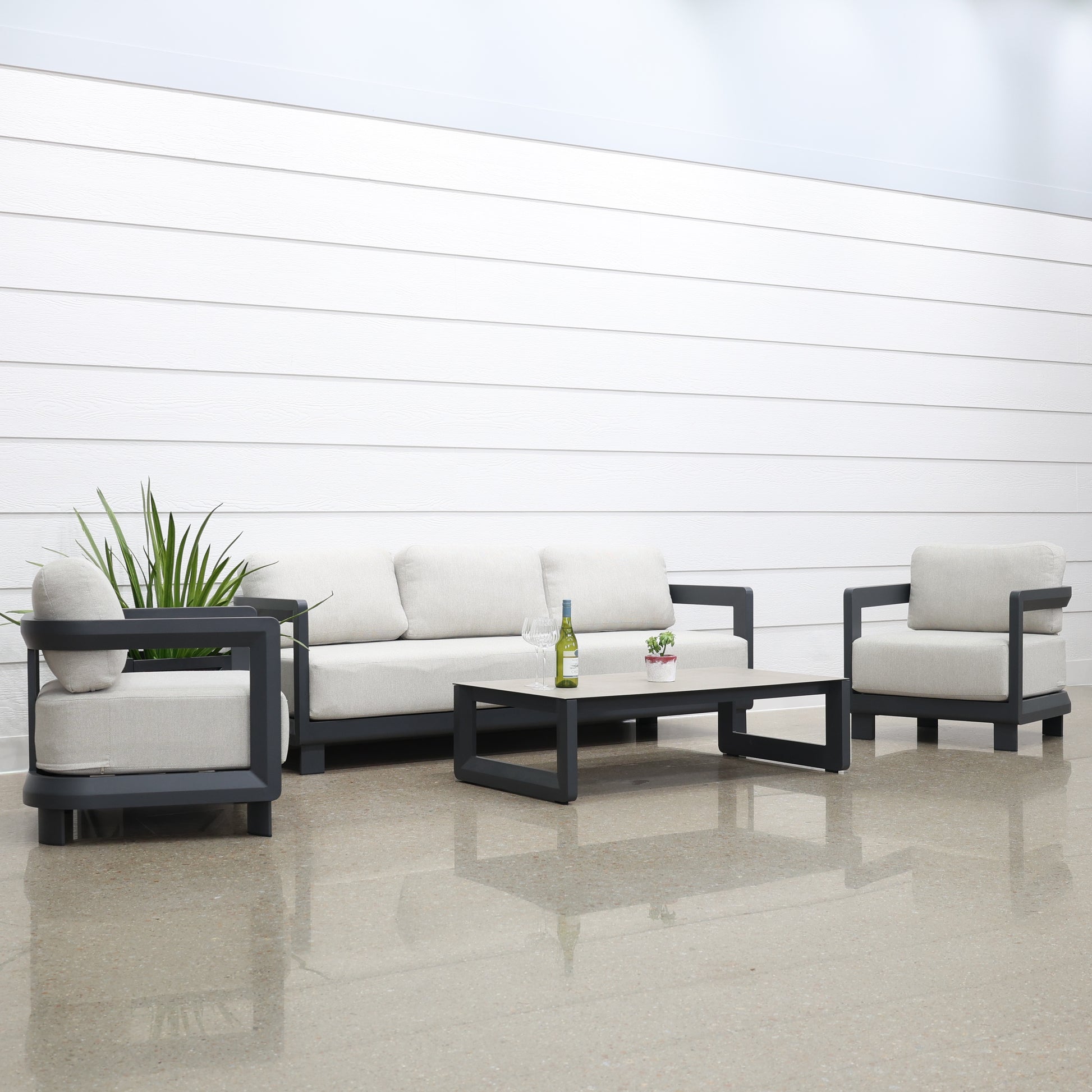 Anglesea 4 Piece Outdoor Lounge Setting - Charcoal