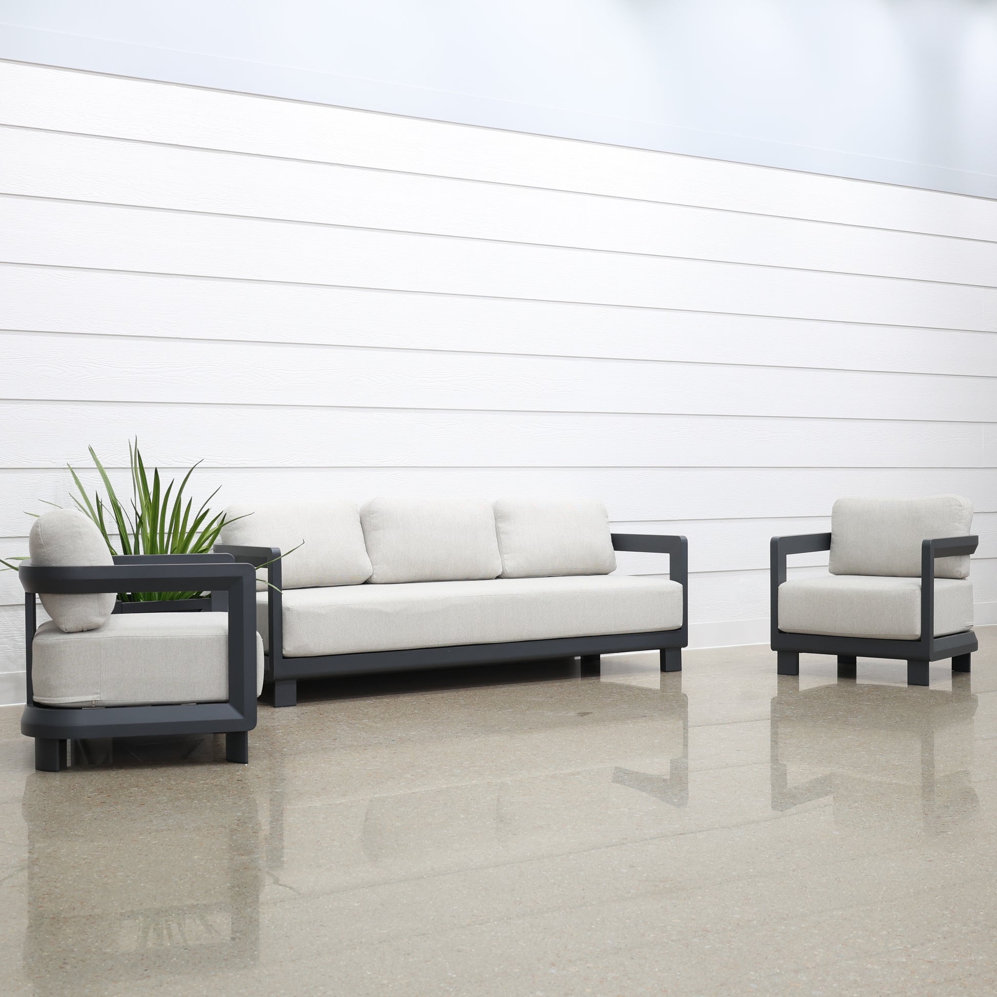 Anglesea 4 Piece Outdoor Lounge Setting - Charcoal