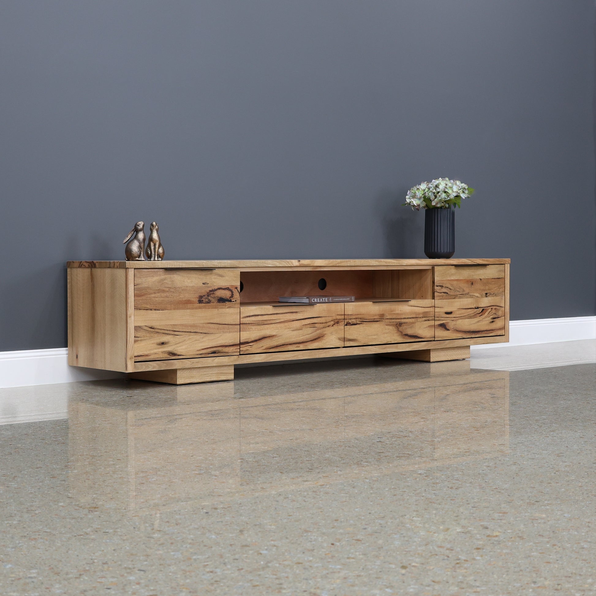 The Marri Wood Black TV Unit - 240cm L