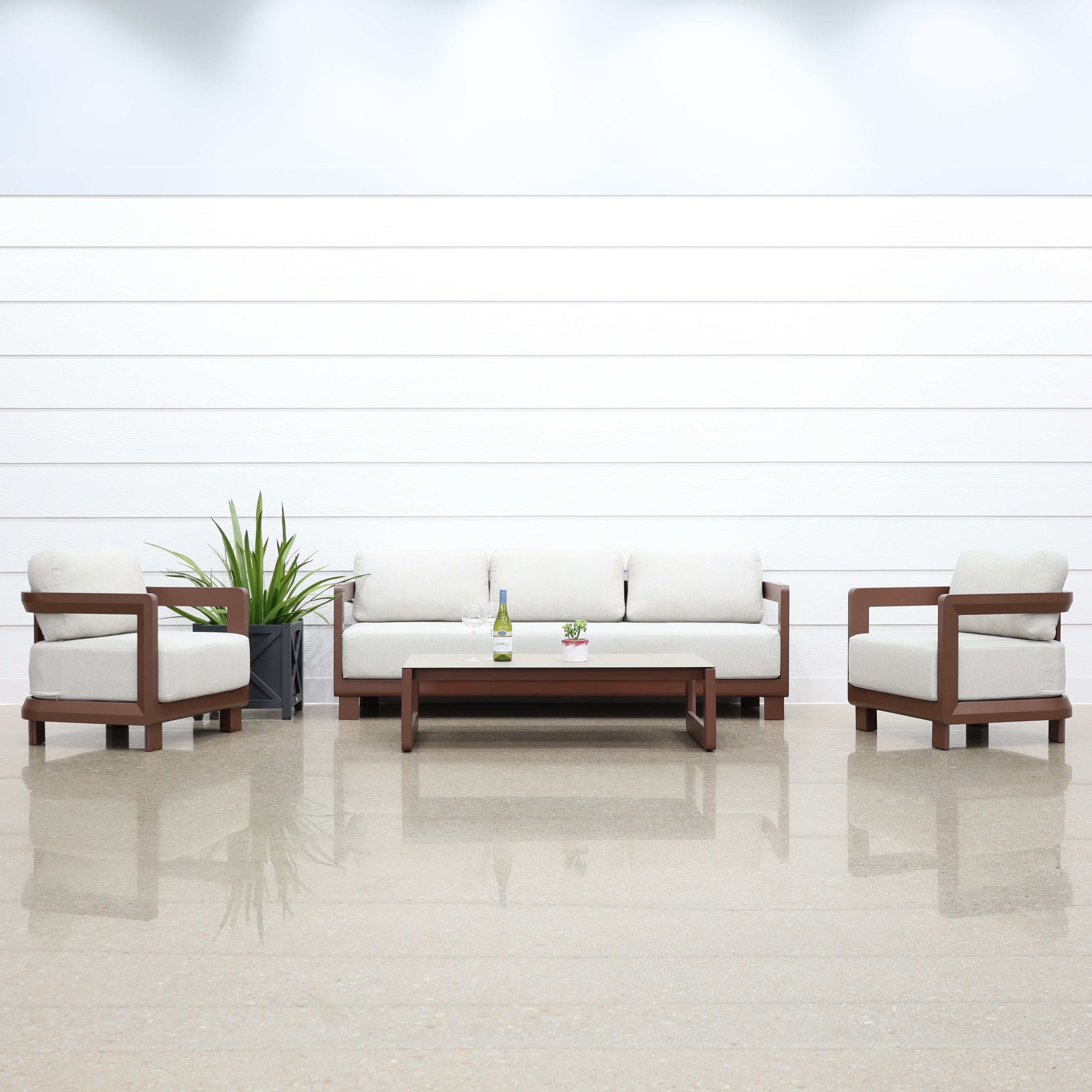 Anglesea 4 Piece Outdoor Lounge Setting - Earth