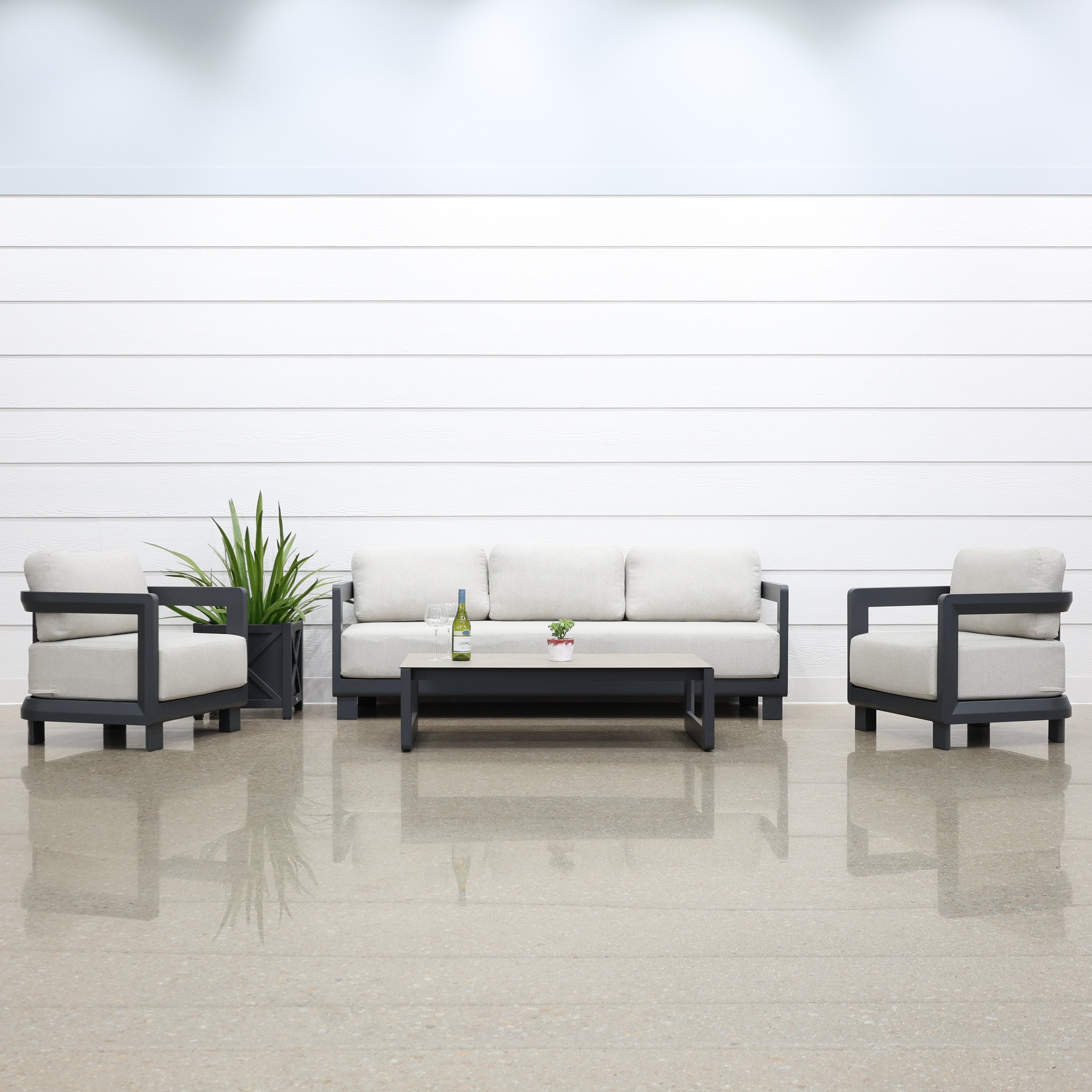 Anglesea 4 Piece Outdoor Lounge Setting - Charcoal