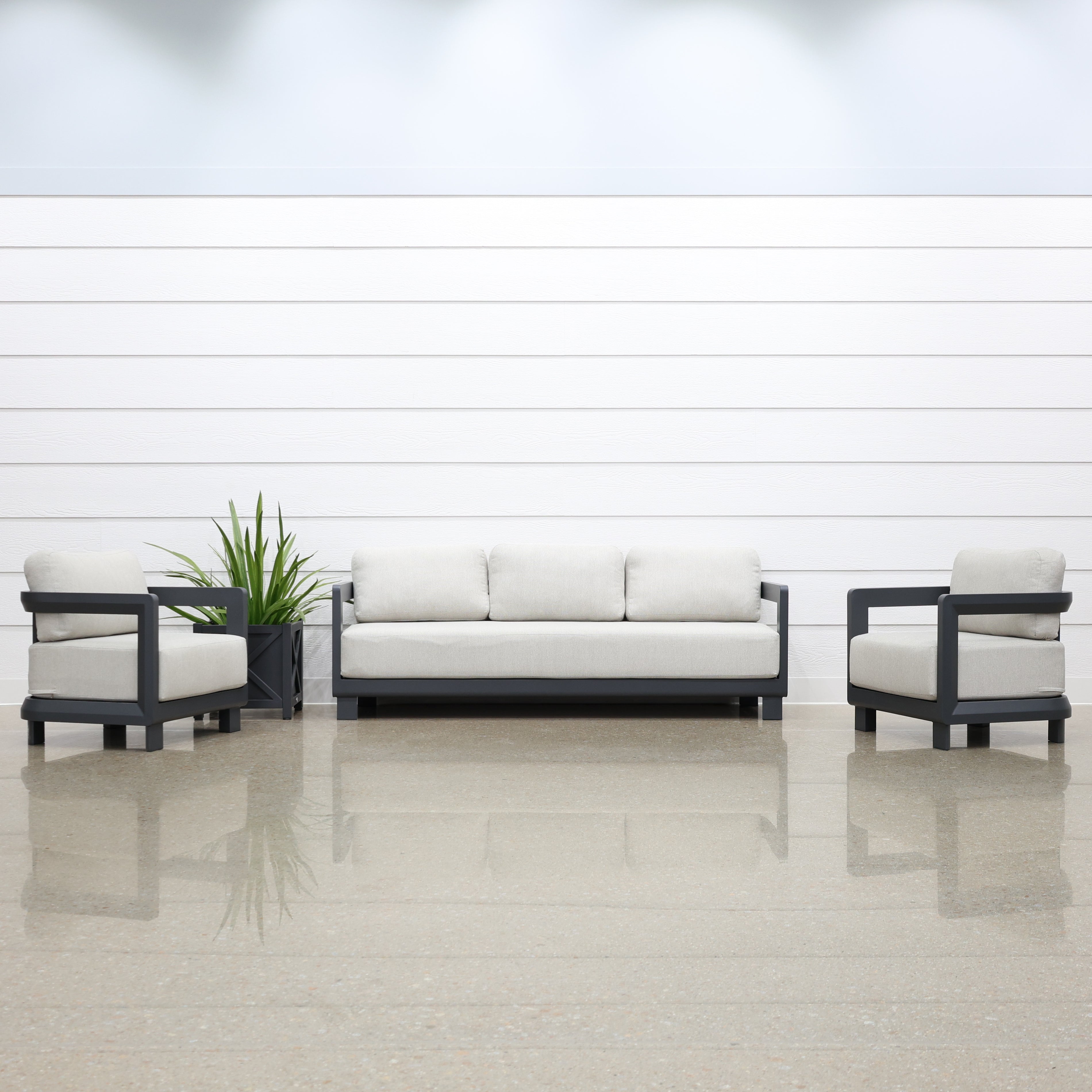 Anglesea 4 Piece Outdoor Lounge Setting - Charcoal