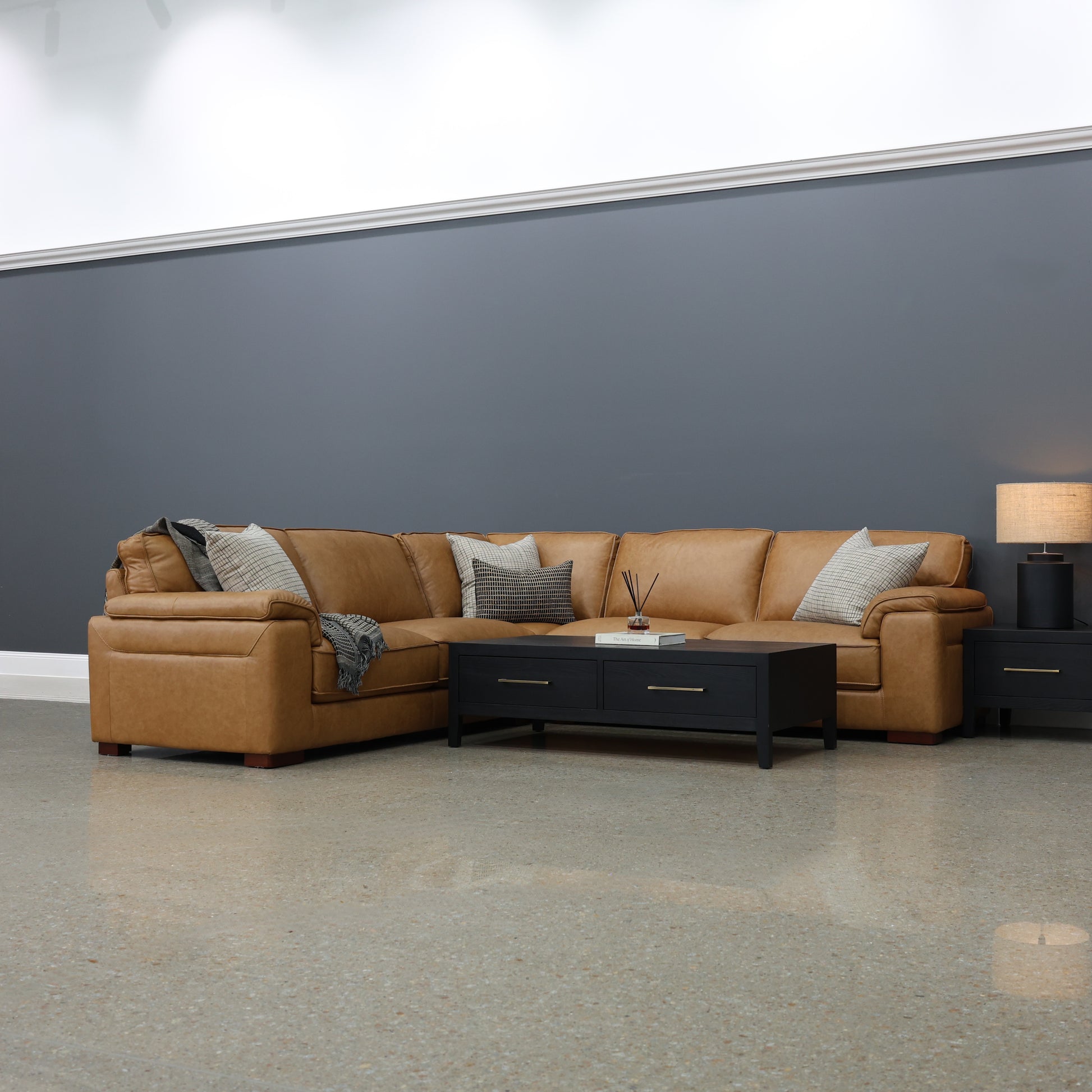 Rostrevor Corner Lounge - Tan Leather