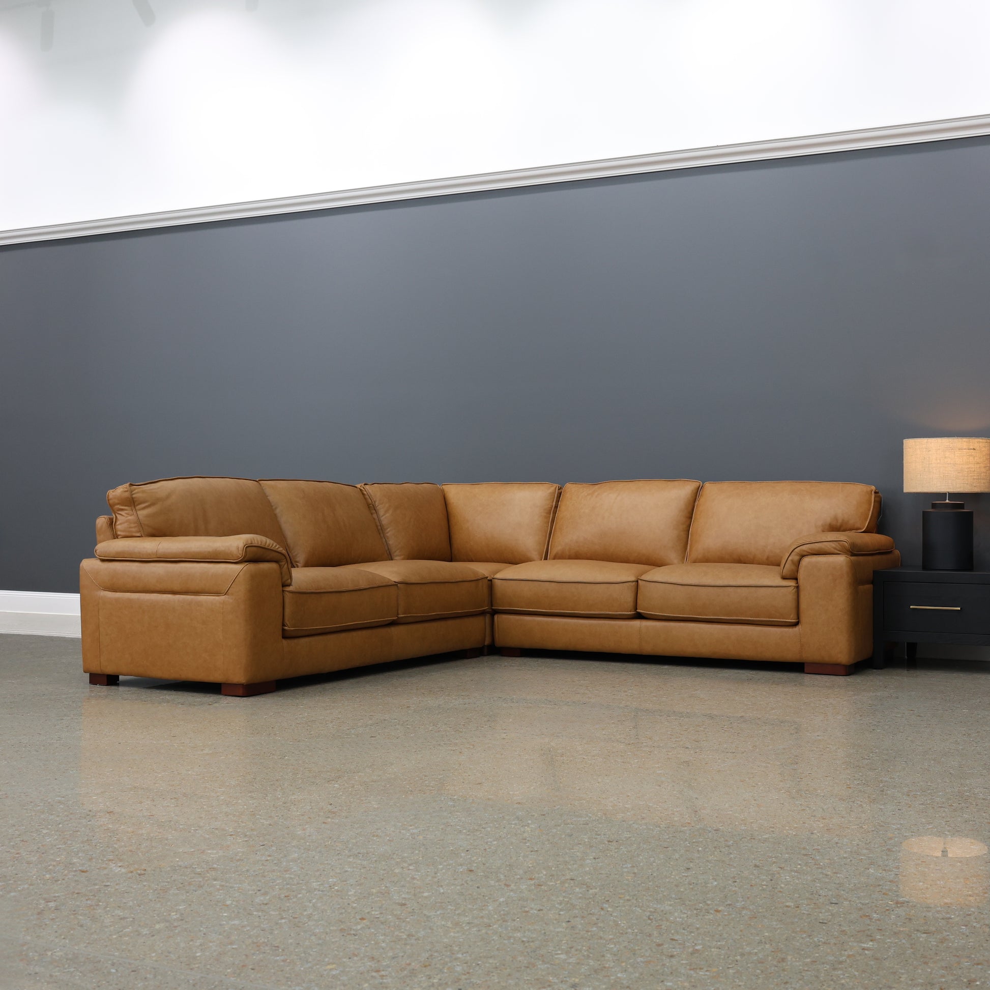 Rostrevor Corner Lounge - Tan Leather
