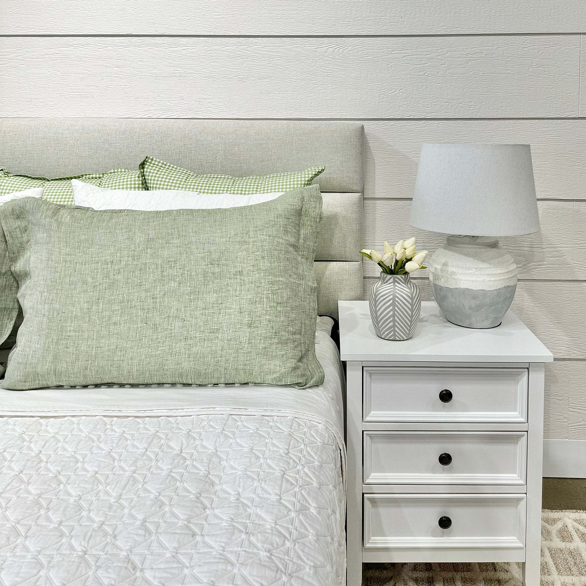 New York Upholstered Bedhead & Floating Base - Stamford Chalk