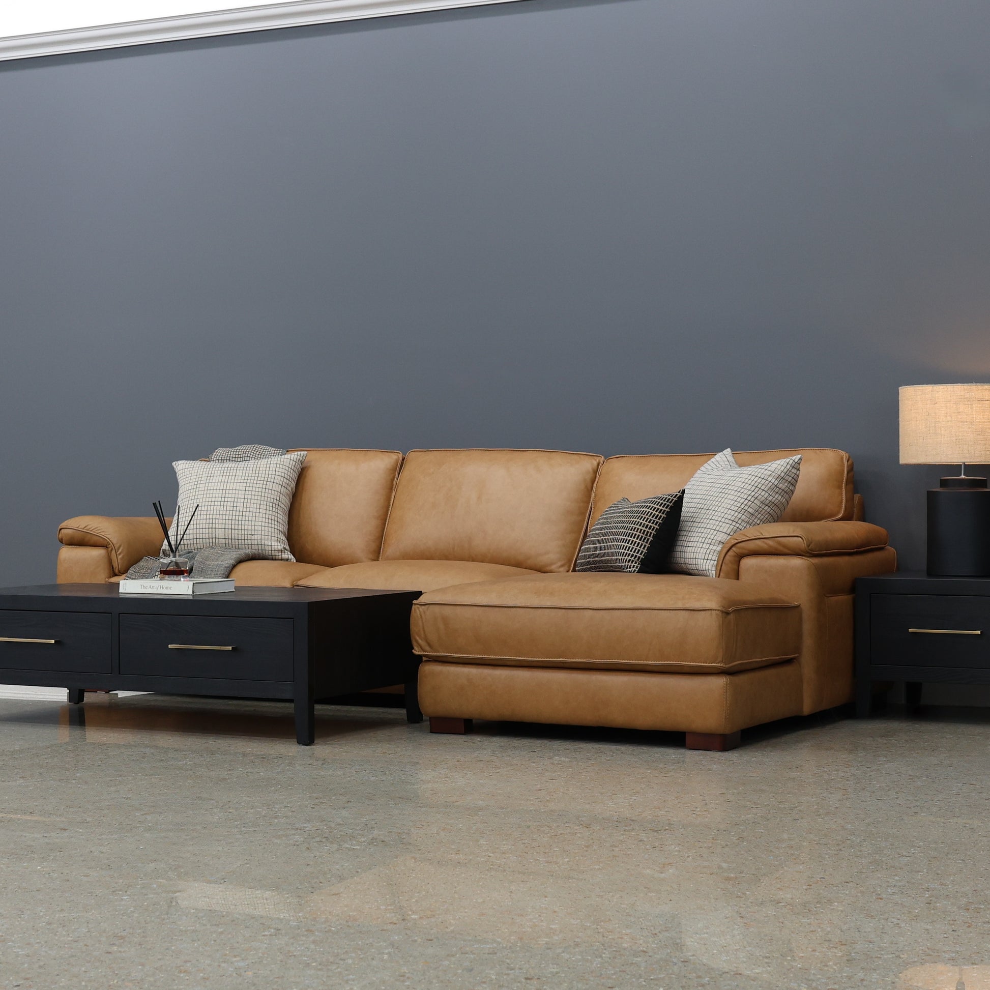 Rostrevor Sofa Chaise - Tan Leather