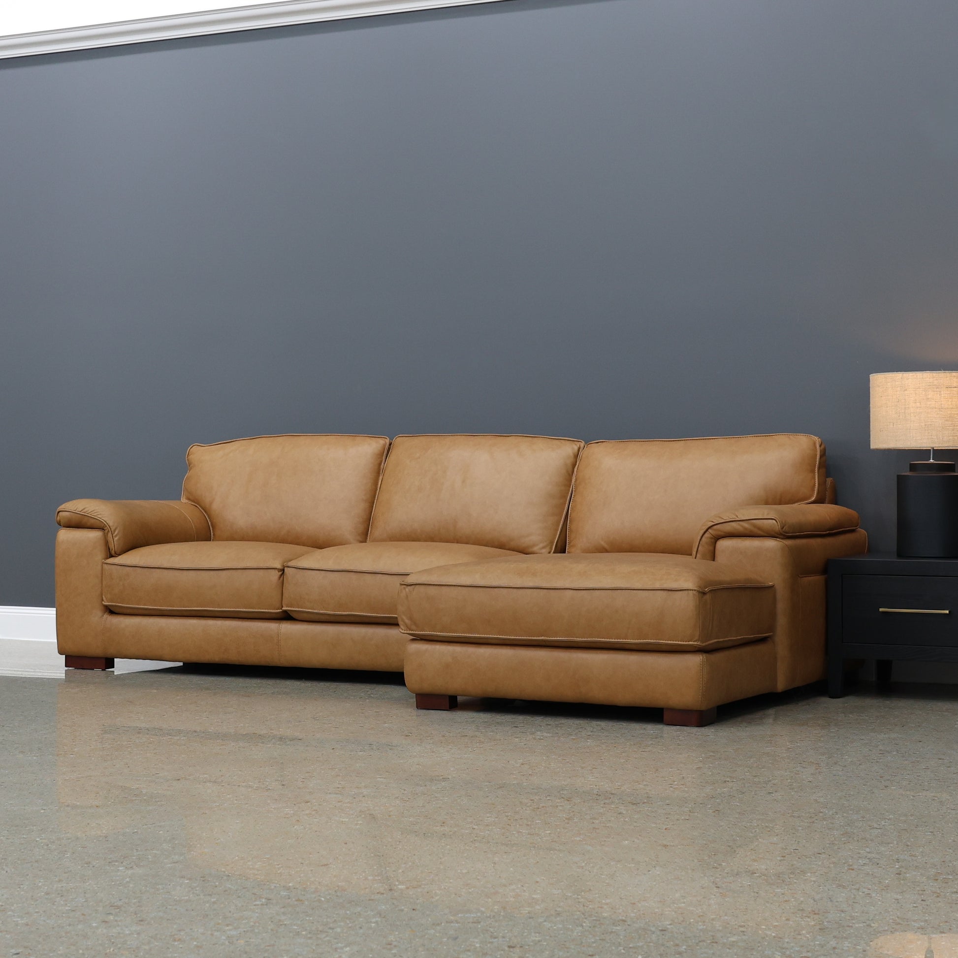 Rostrevor Sofa Chaise - Tan Leather