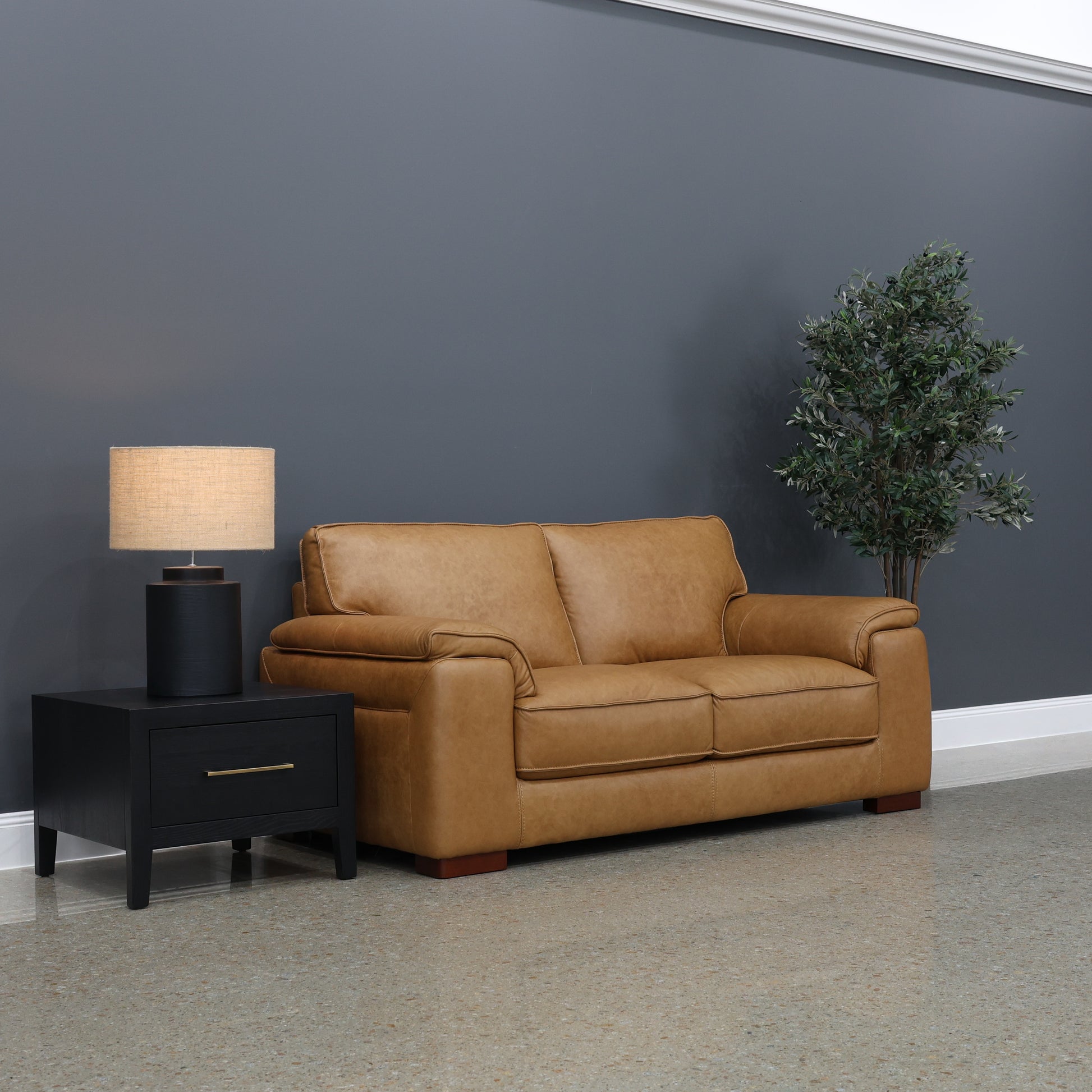 Rostrevor 2 Seater Loveseat - Tan Leather