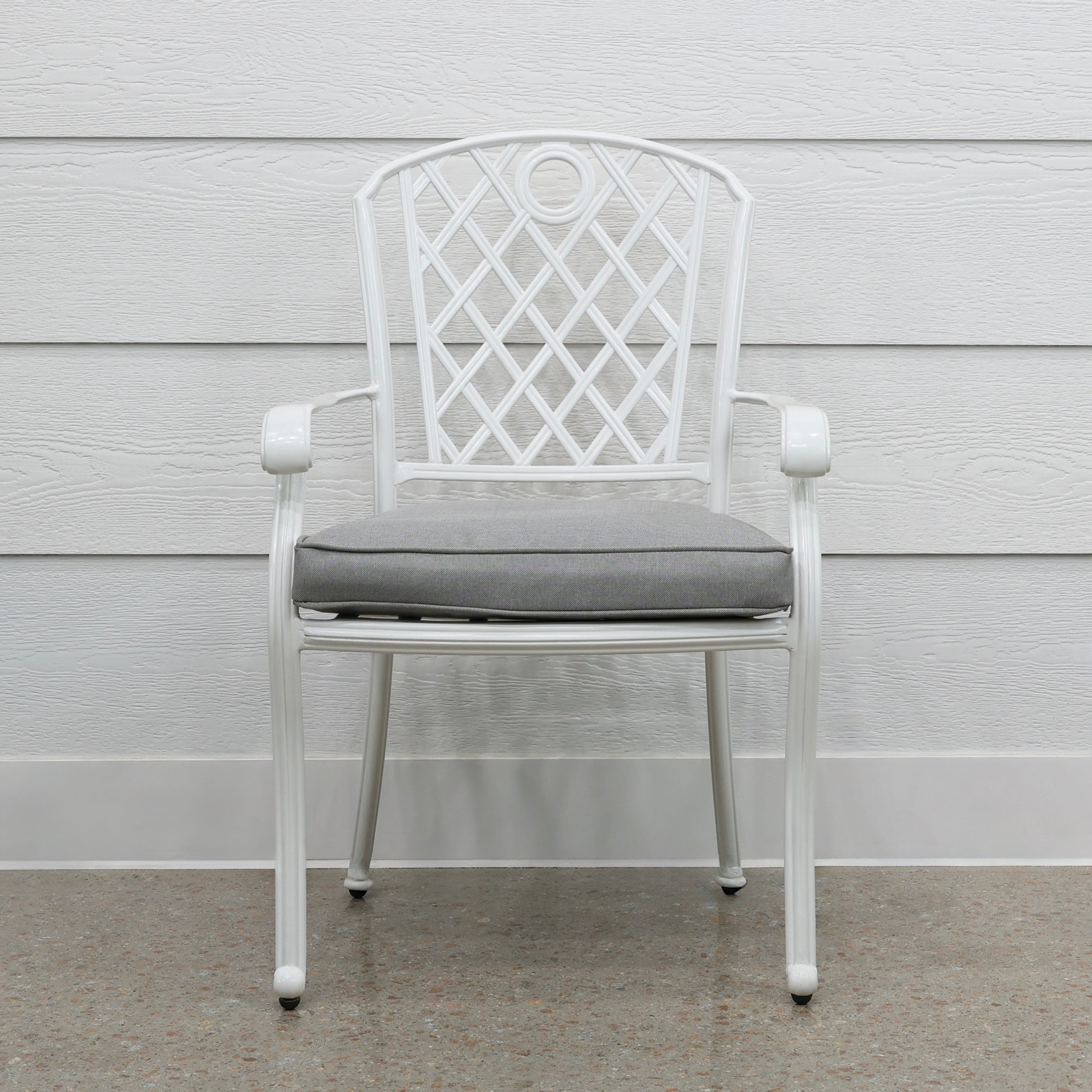 Portarlington Chair With Cushion - White Frame / Light Grey Cushion