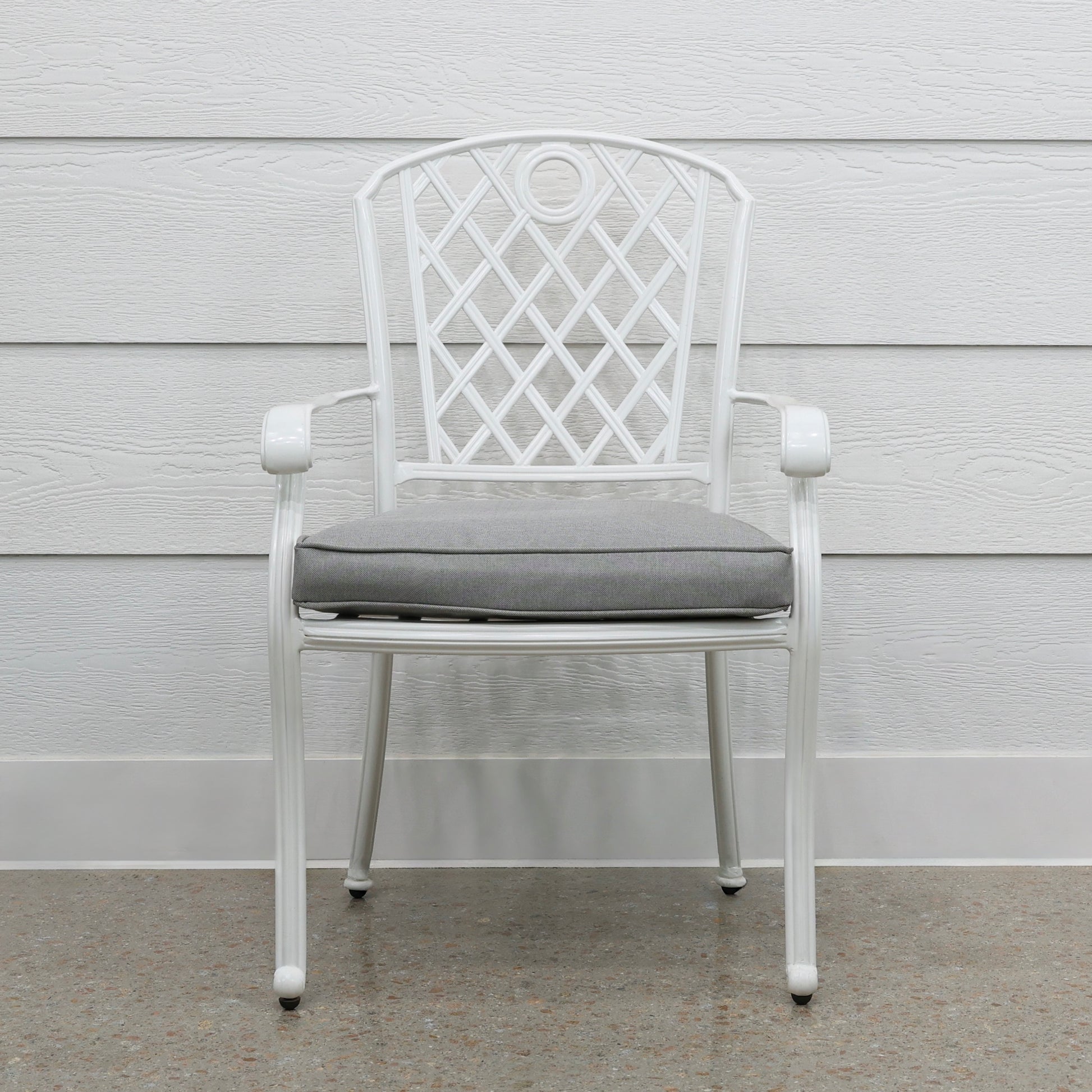Portarlington Chair With Cushion - White Frame / Light Grey Cushion