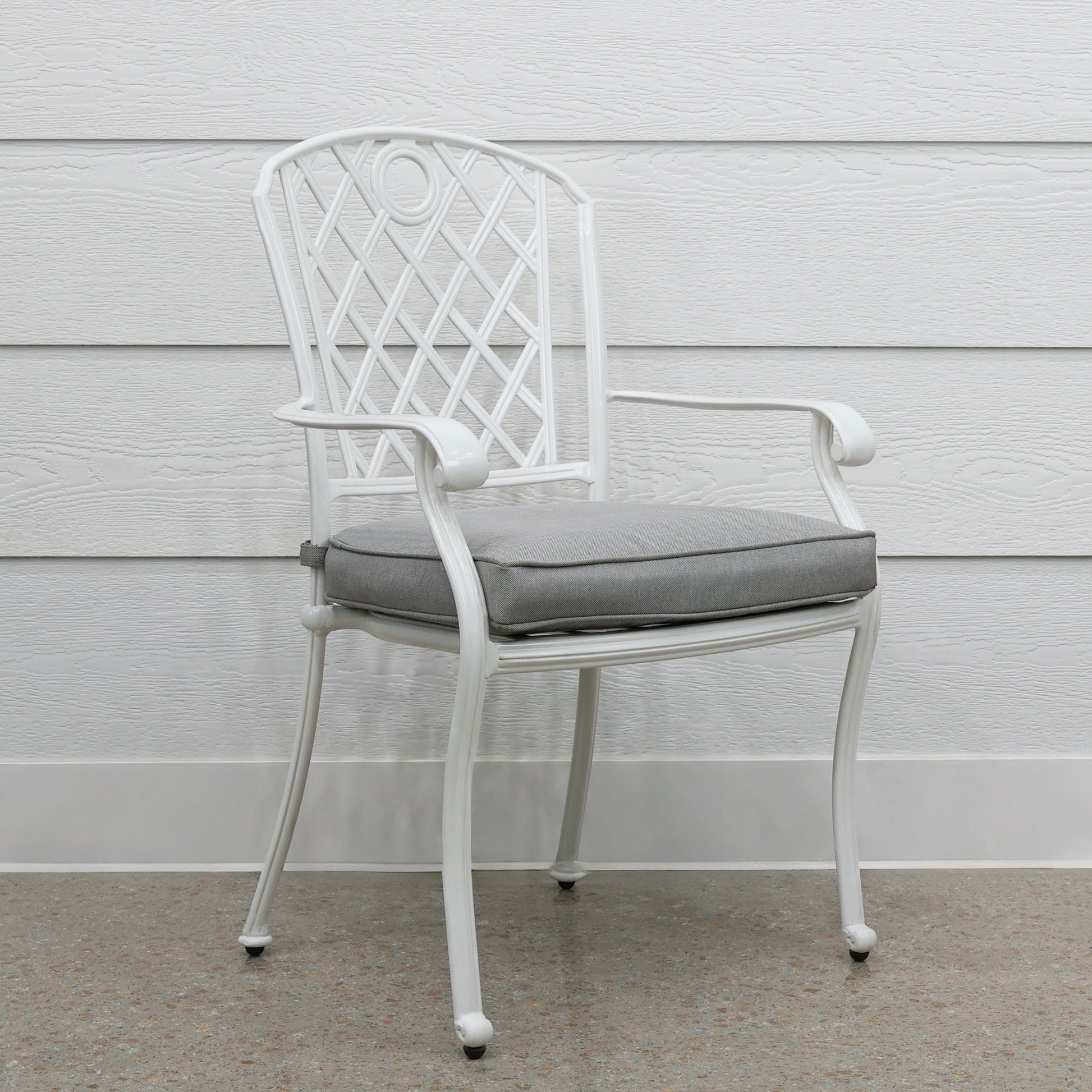 Portarlington Chair With Cushion - White Frame / Light Grey Cushion