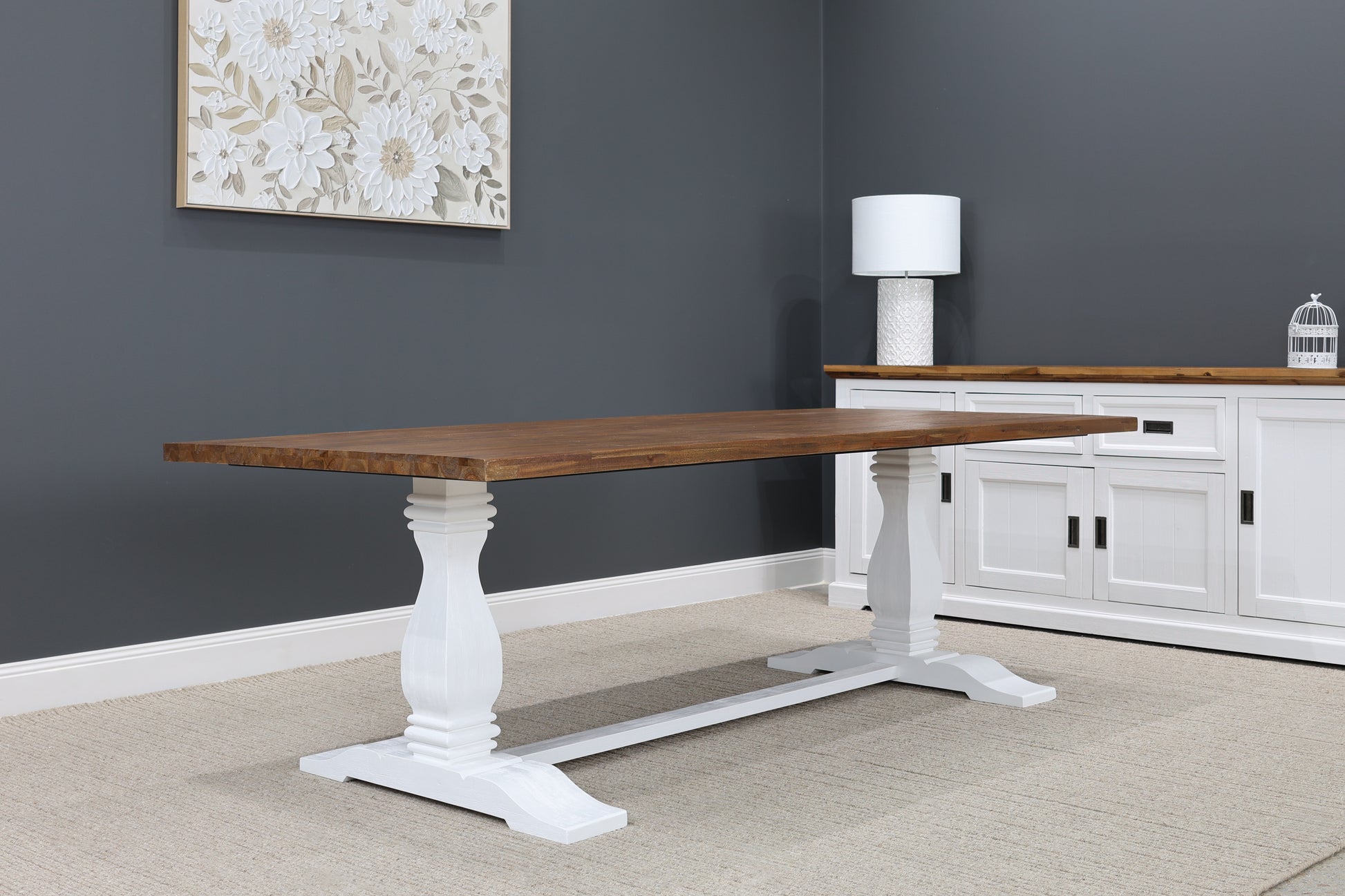 Provedore Two Tone Dining Table - Pedestal Leg