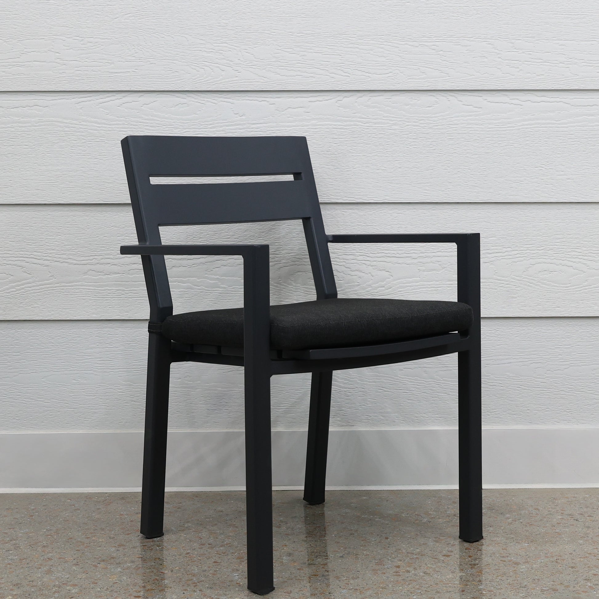 Mildura Dining Chair - Charcoal w/ Denim Grey Cushion