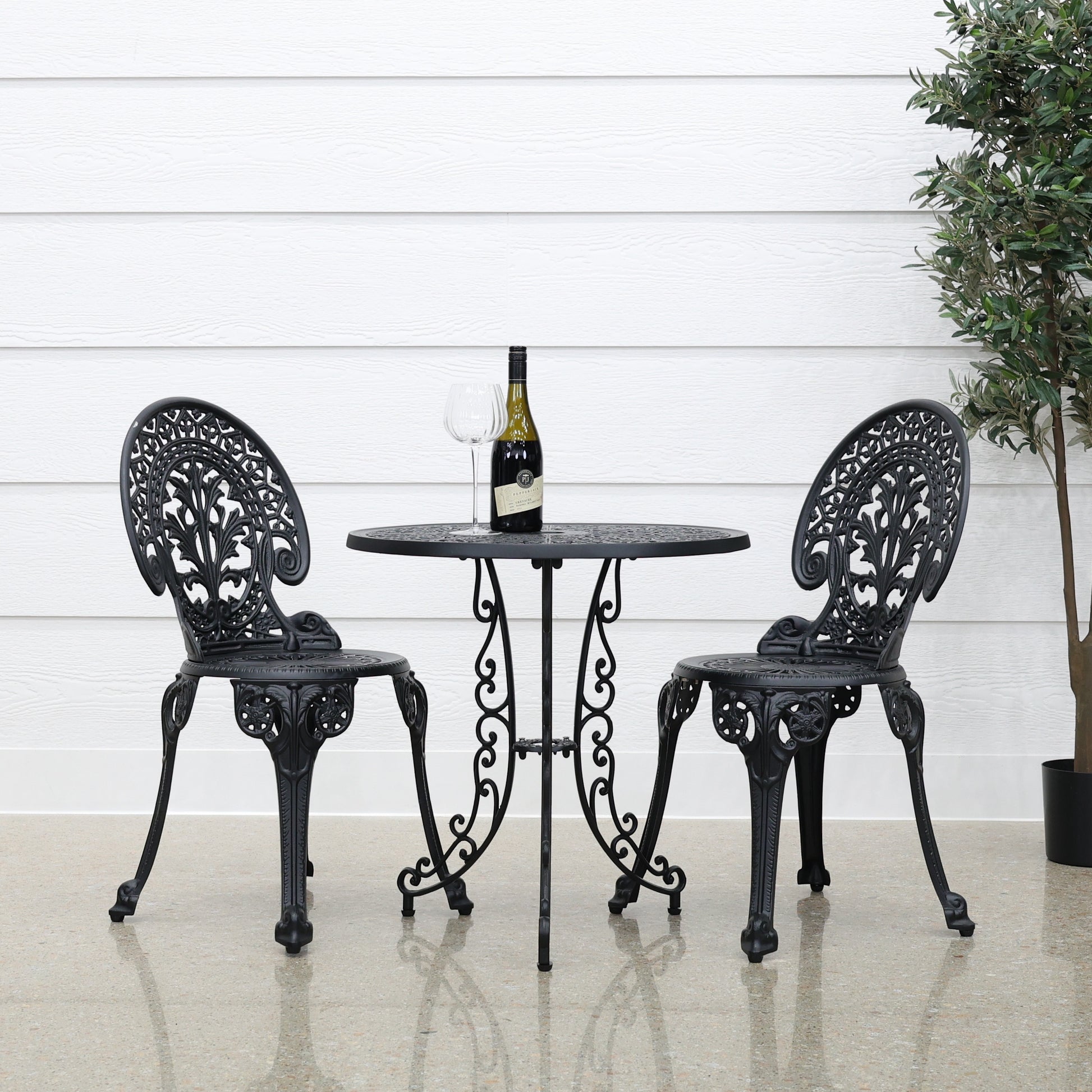 Crown Bistro Chair & Table Set - Black