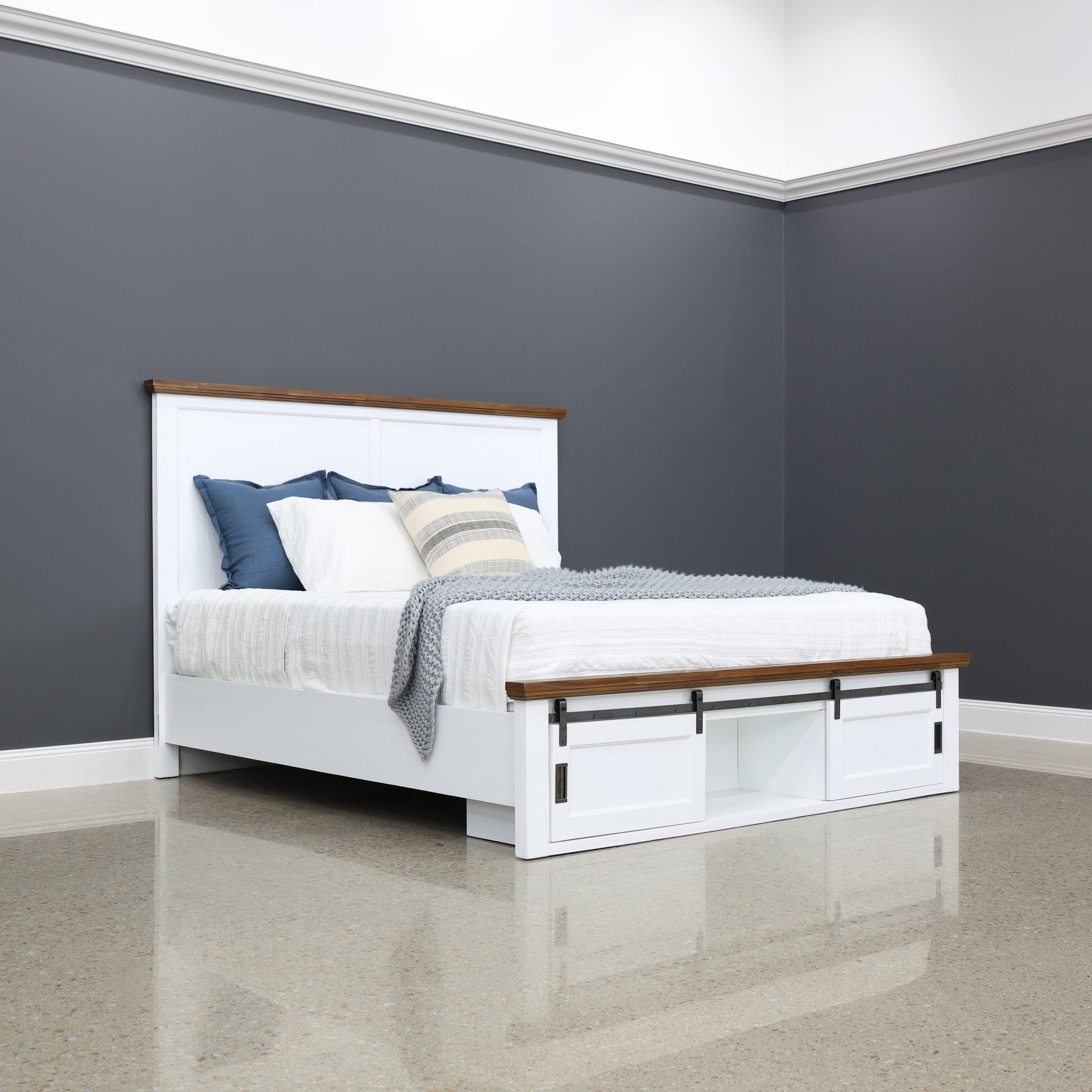 Provedore Two Tone Bed w/ 2 Sliding Barn Doors