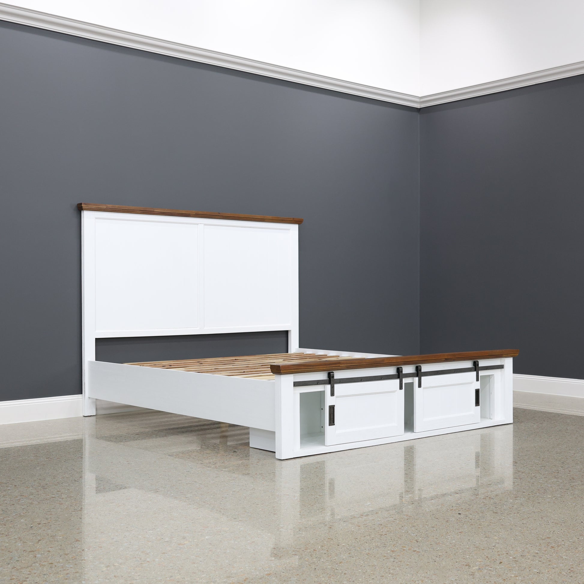 Provedore Two Tone Bed w/ 2 Sliding Barn Doors