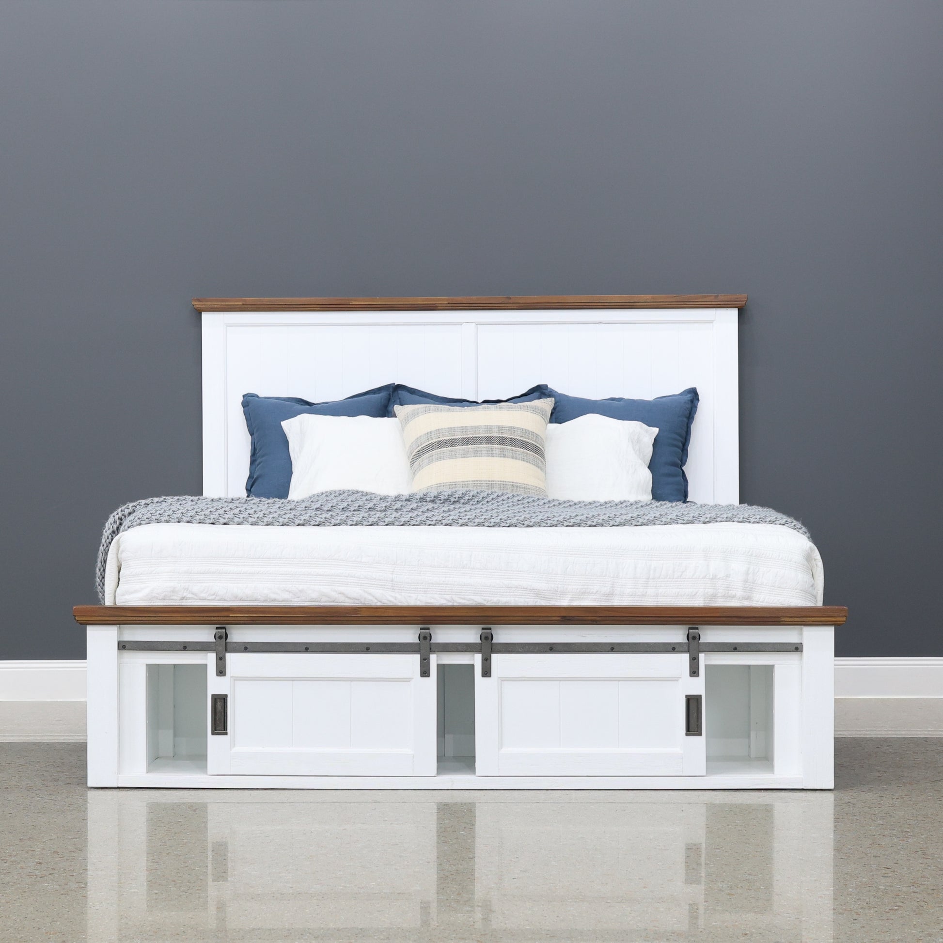 Provedore Two Tone Bed w/ 2 Sliding Barn Doors