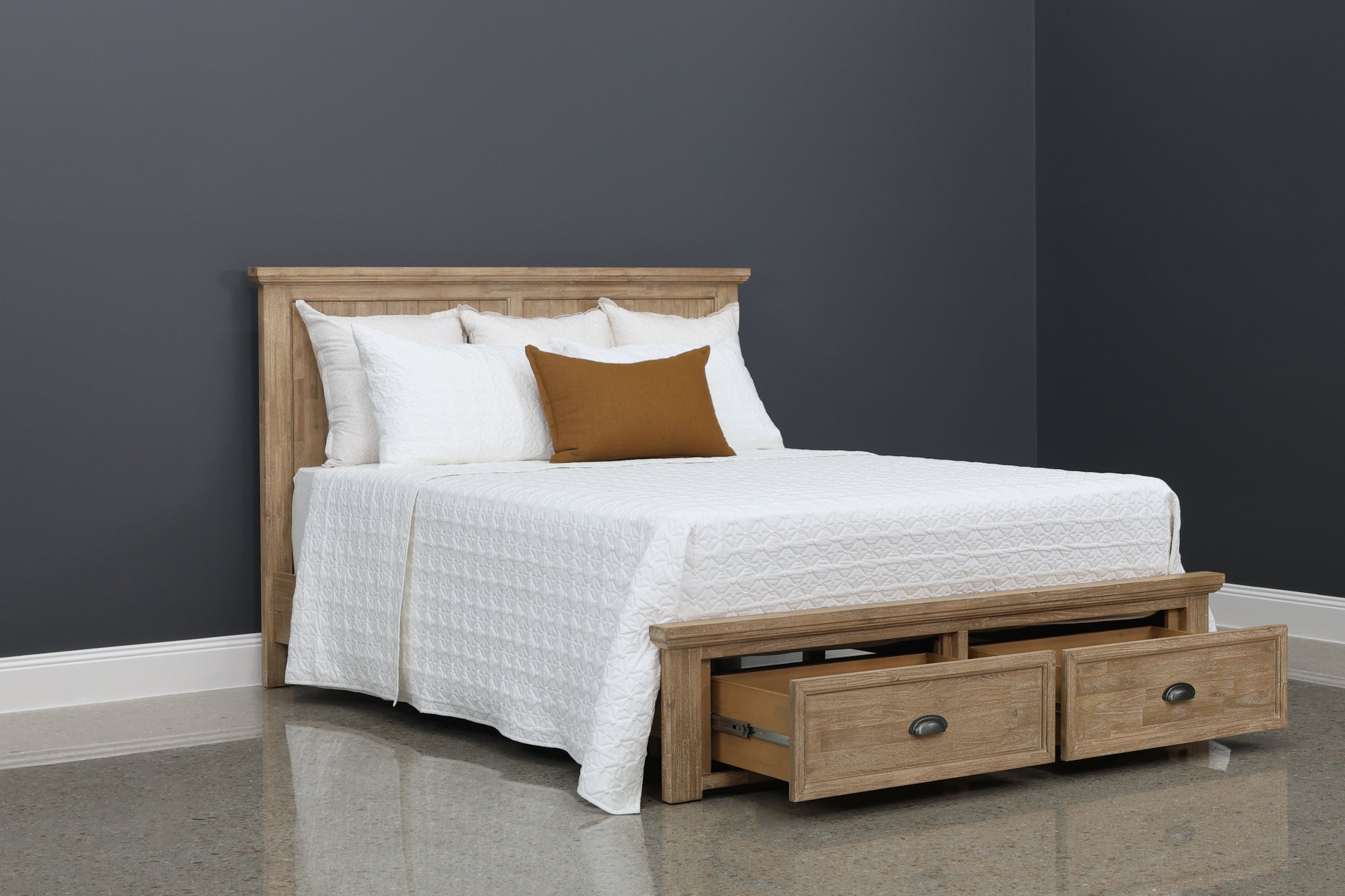 Provedore Natural Bed w/ 2 Drawers