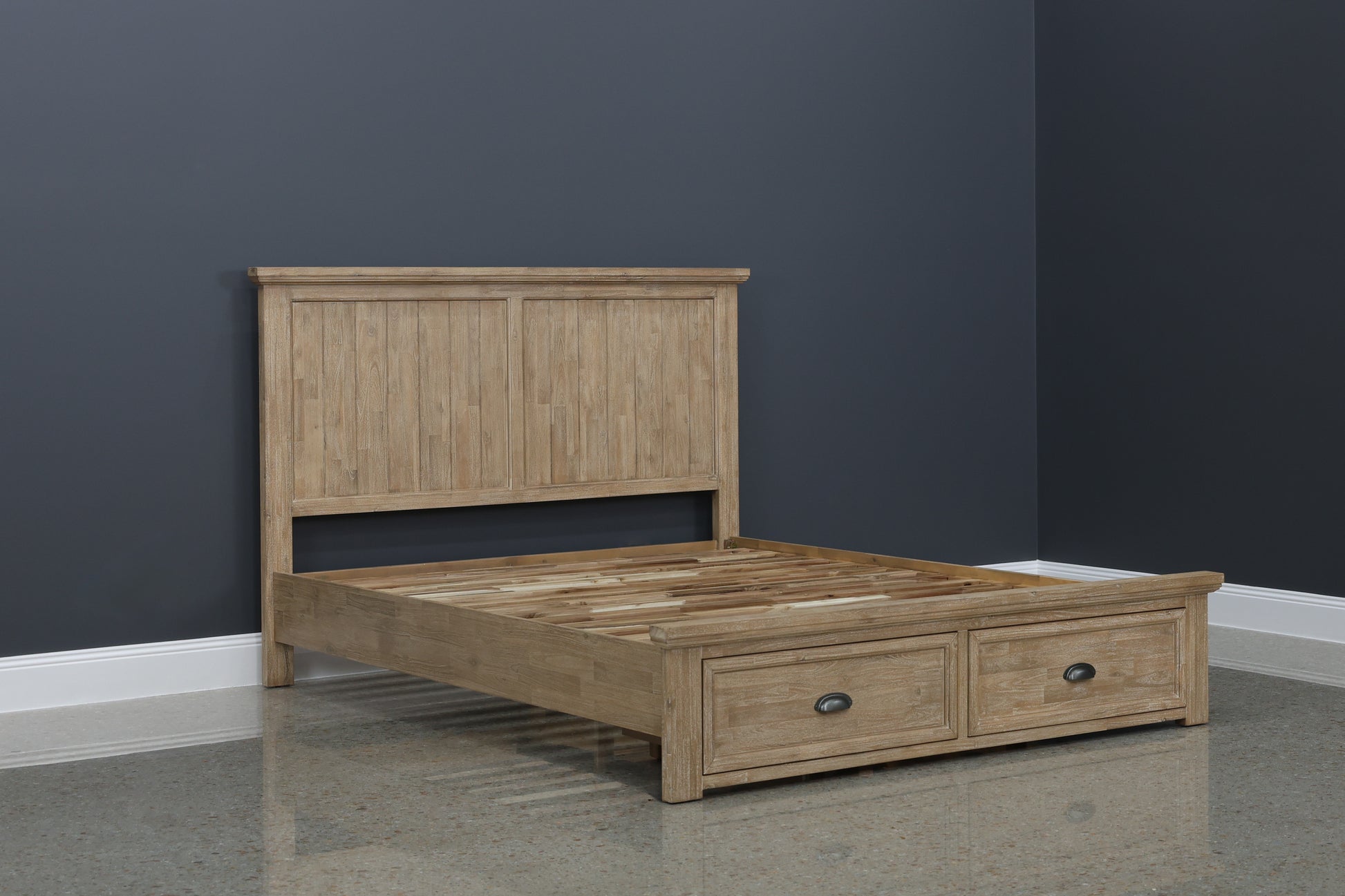 Provedore Natural Bed w/ 2 Drawers