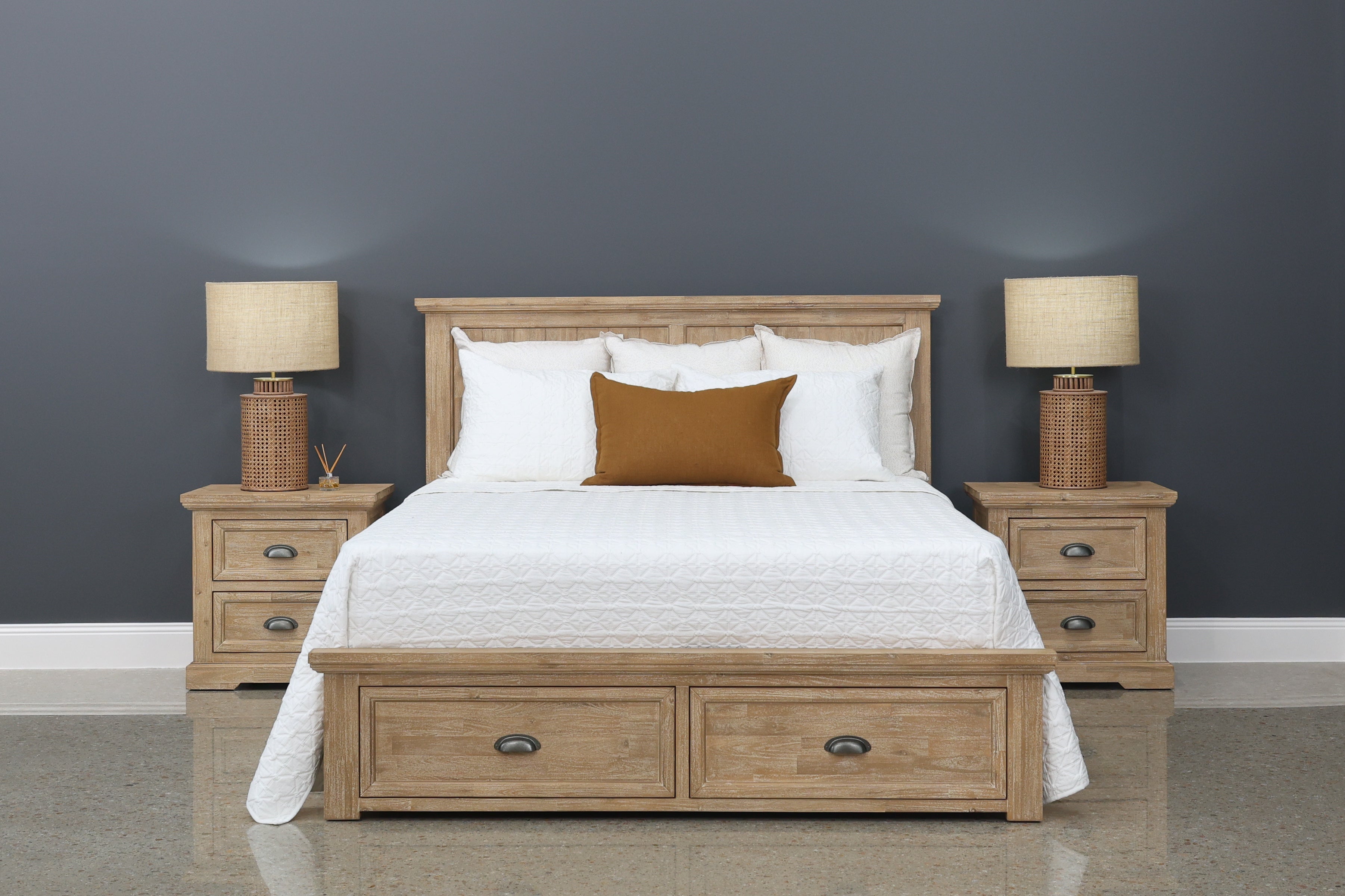 Provedore Natural Bed w/ 2 Drawers