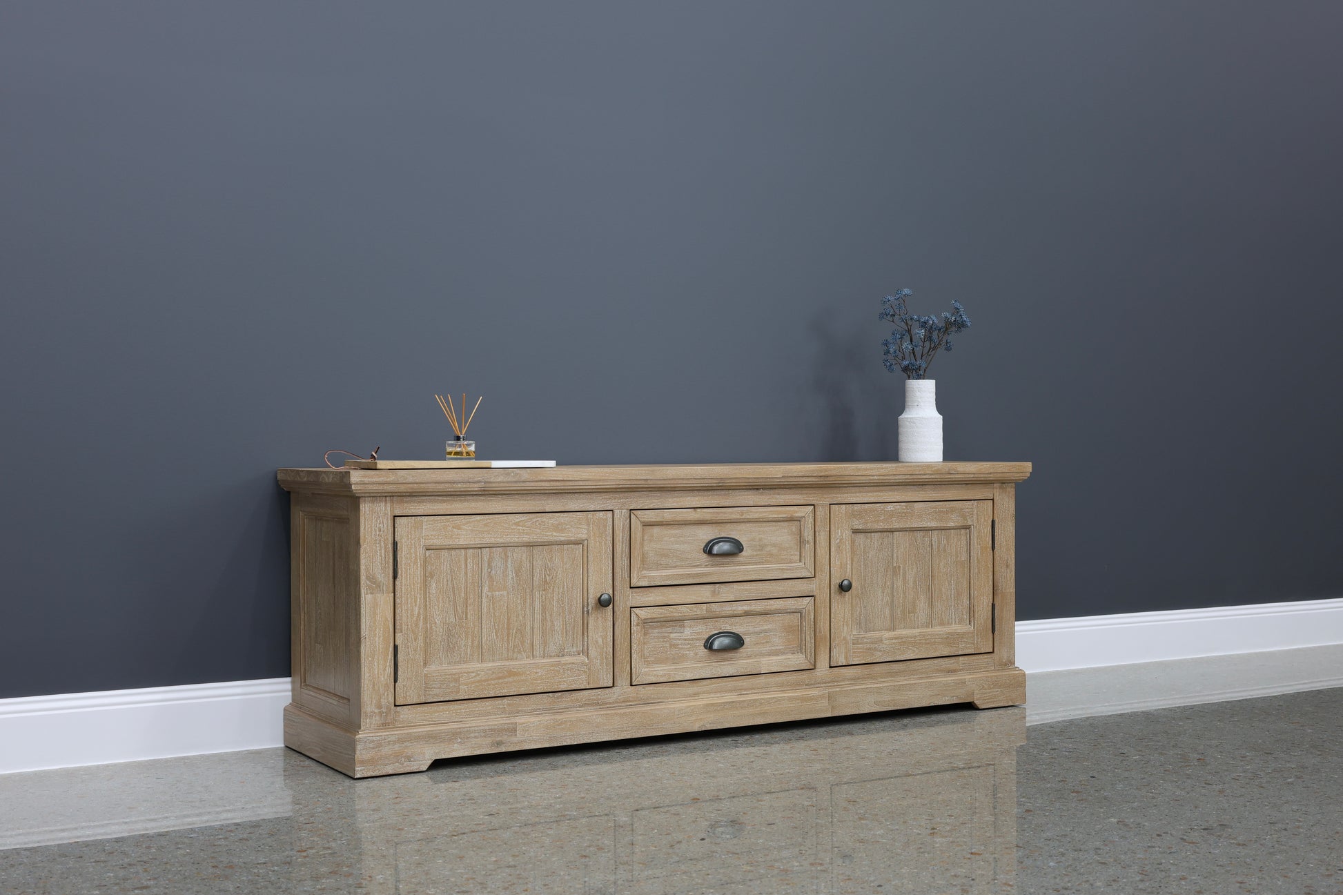 Provedore Natural TV Unit w/ 2 Drawers & 2 Doors- 177cm