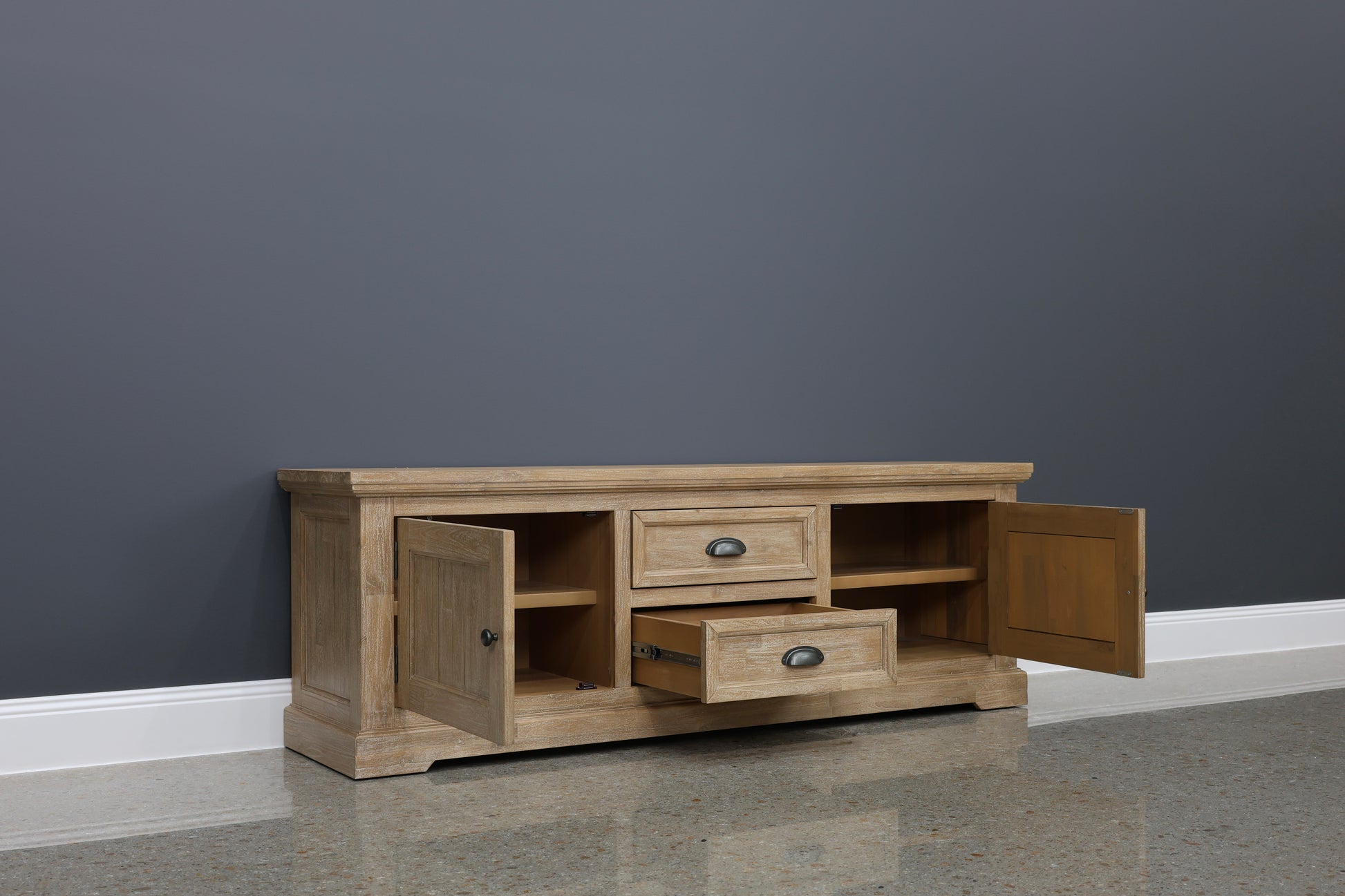 Provedore Natural TV Unit w/ 2 Drawers & 2 Doors- 177cm