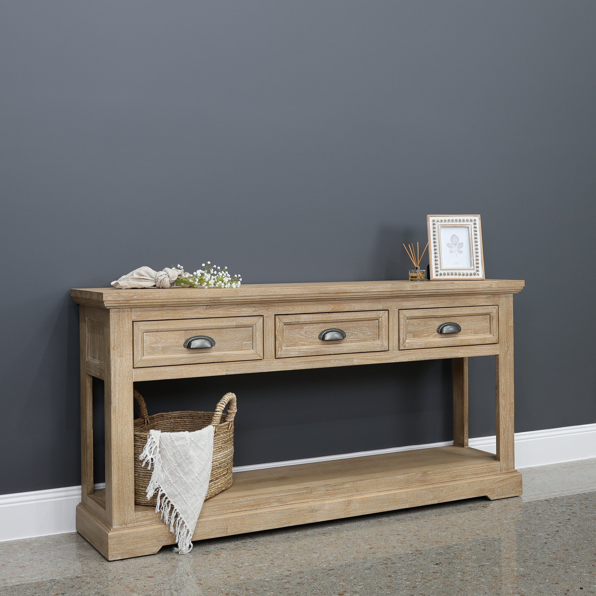 Provedore Natural Console w/ 3 Drawers