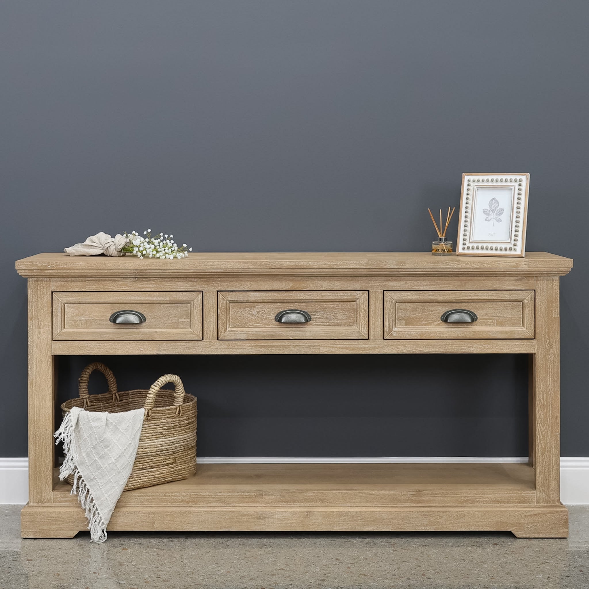 Provedore Natural Console w/ 3 Drawers