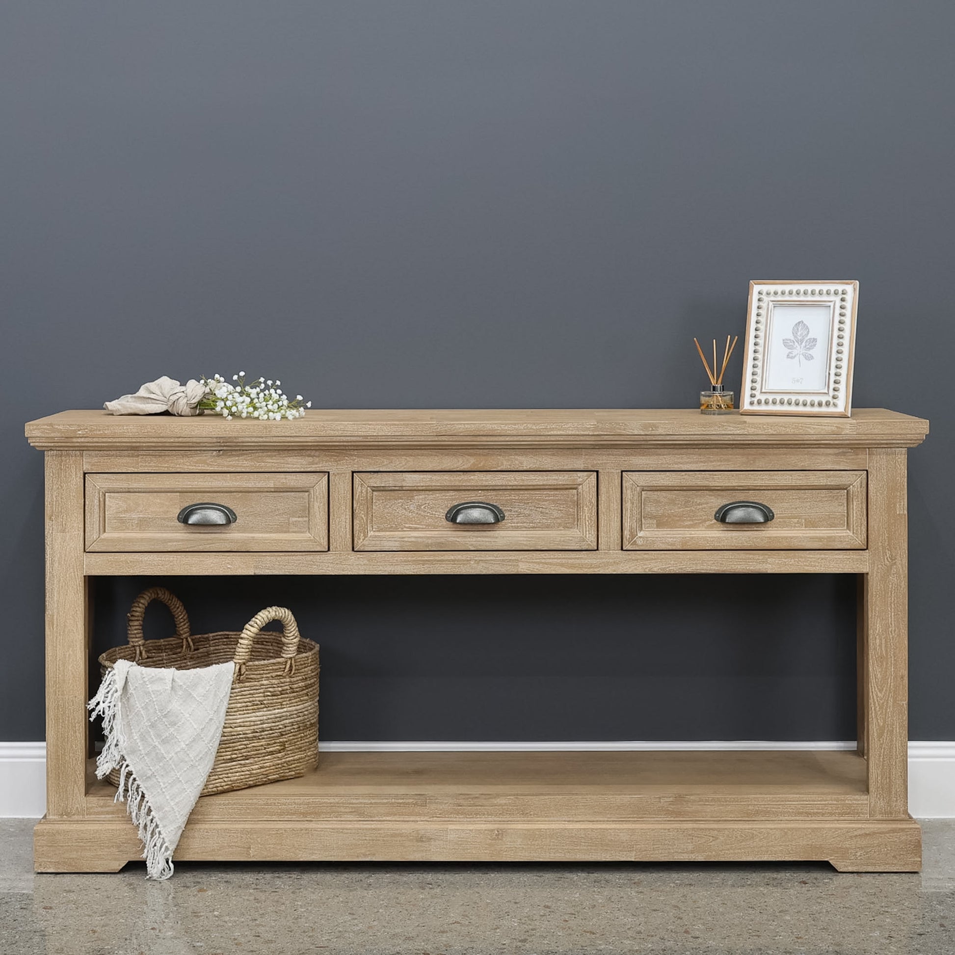 Provedore Natural Console w/ 3 Drawers