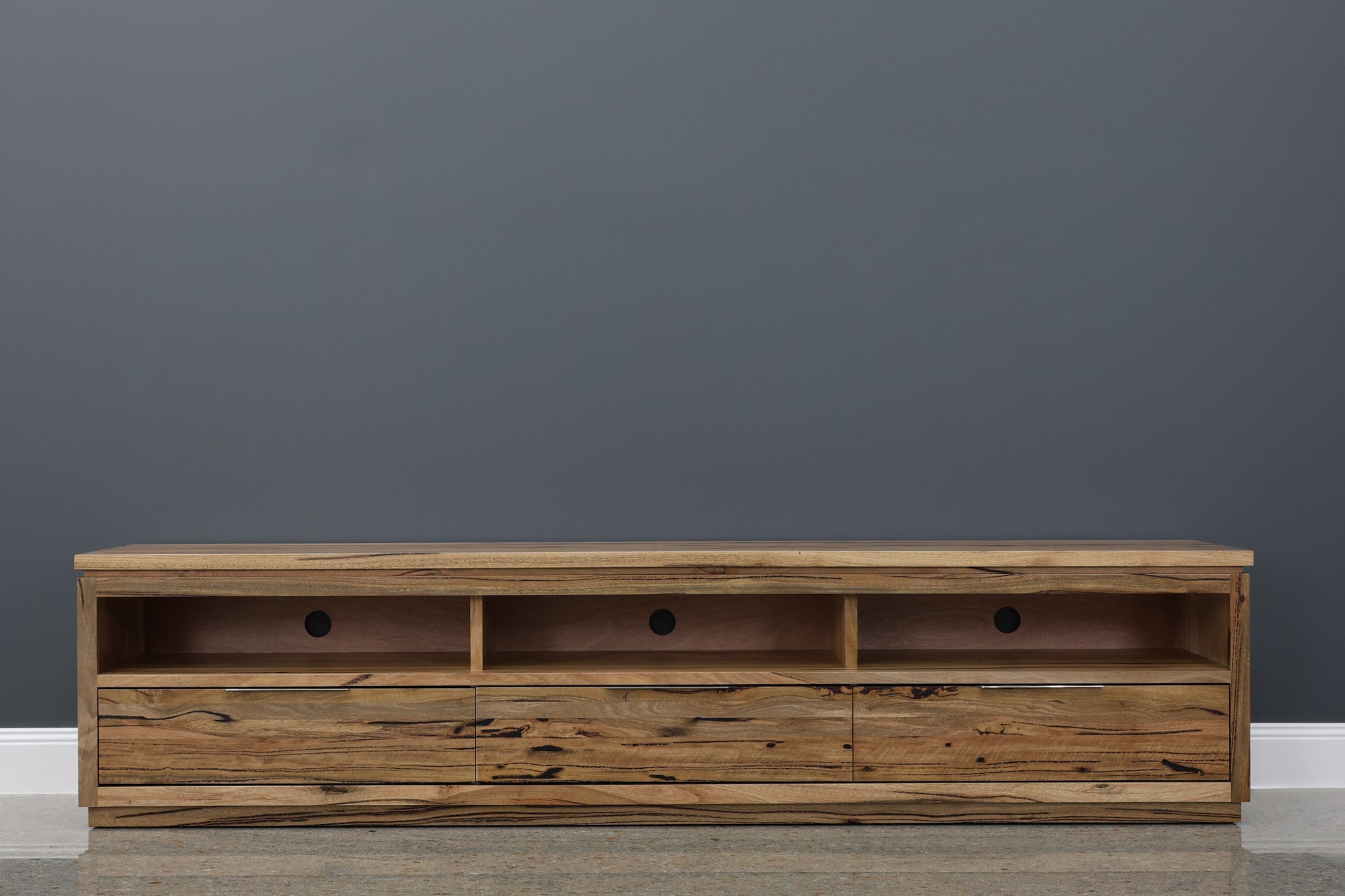 The Marri Wood TV Unit w/ 3 Drawers 3 Niches - 240cmL