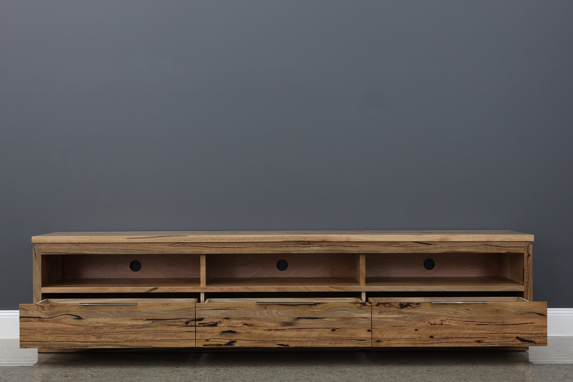 The Marri Wood TV Unit w/ 3 Drawers 3 Niches - 240cmL