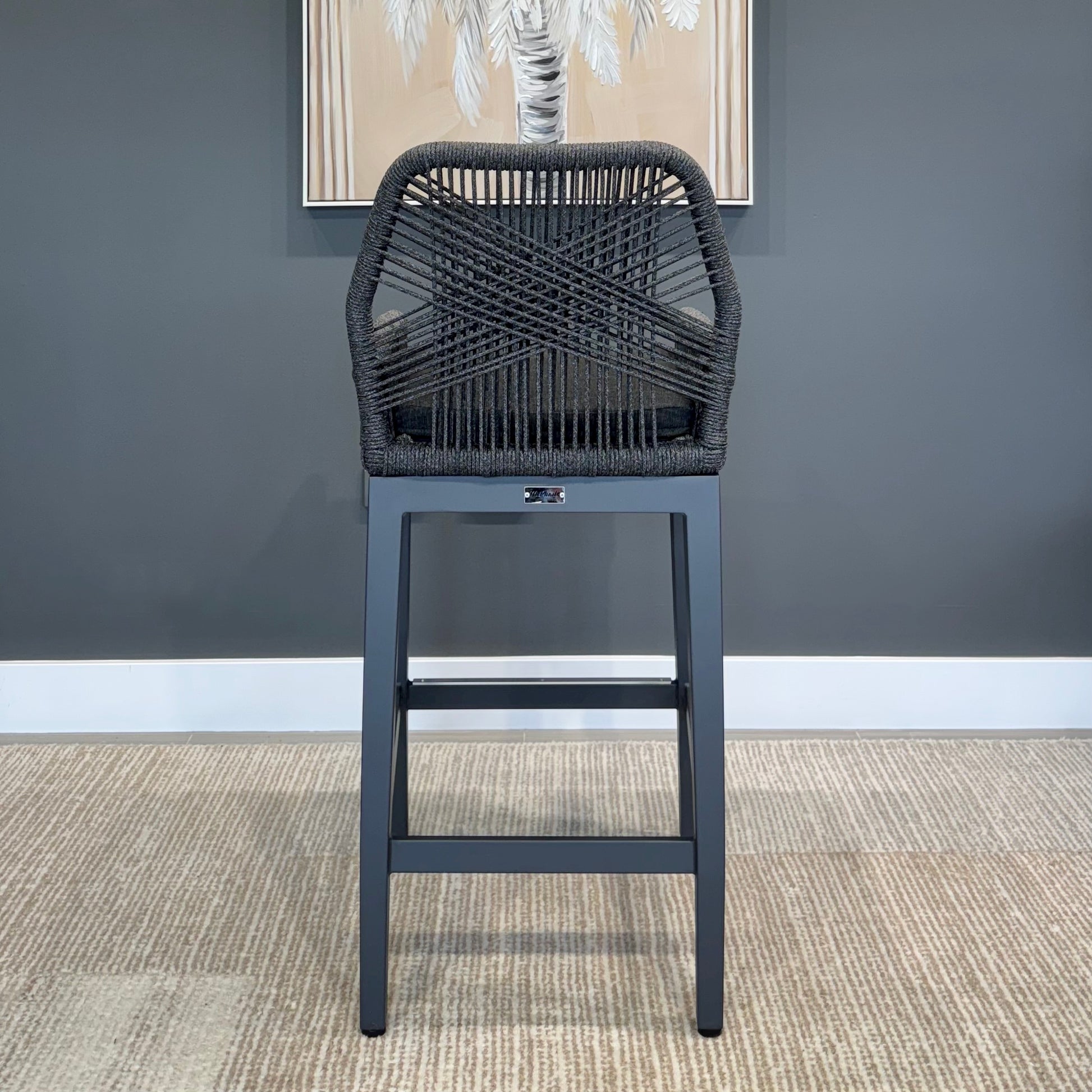 Yambuk Outdoor Aluminium and Rope Barstool - Charcoal Frame & Charcoal Rope