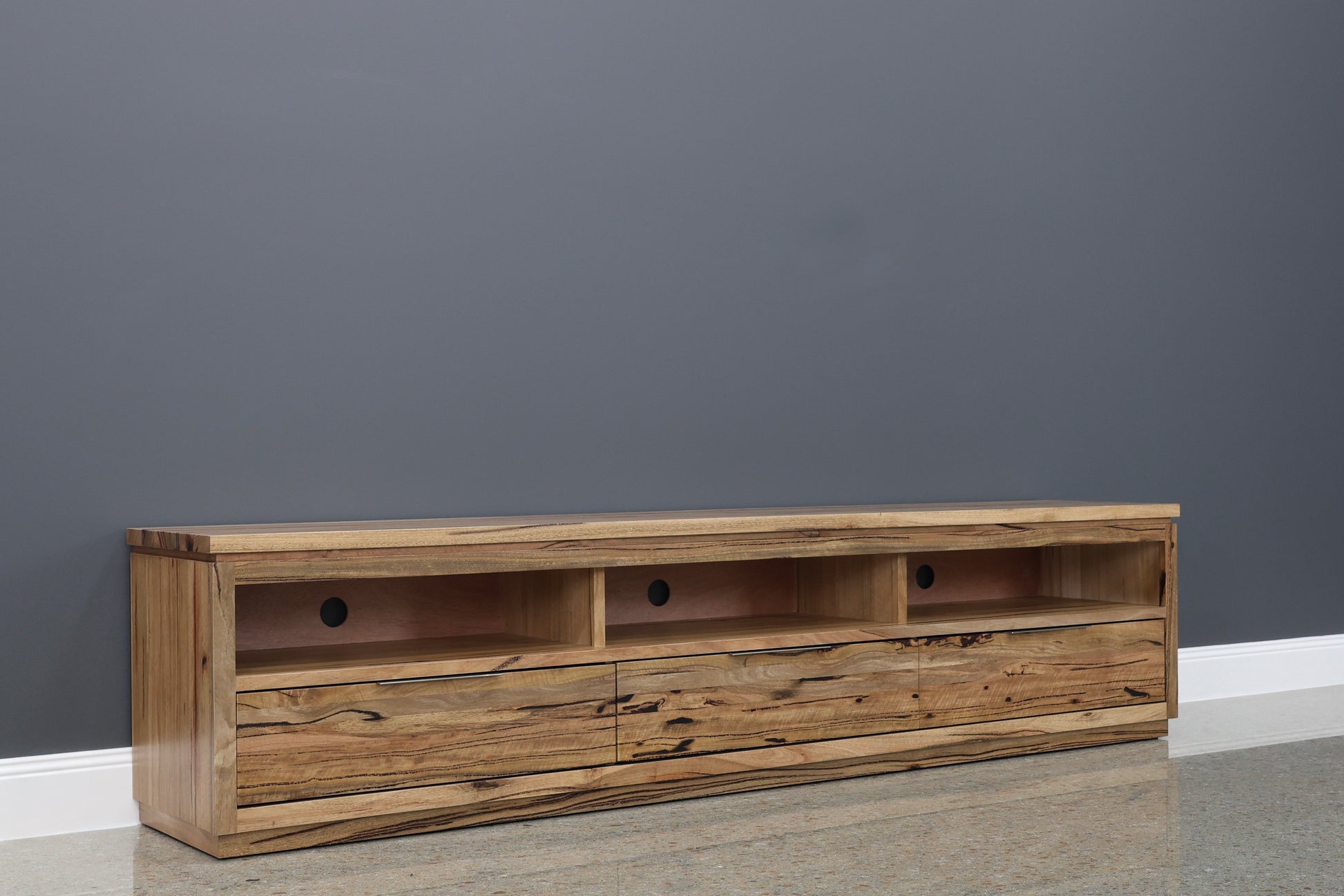 The Marri Wood TV Unit w/ 3 Drawers 3 Niches - 240cmL