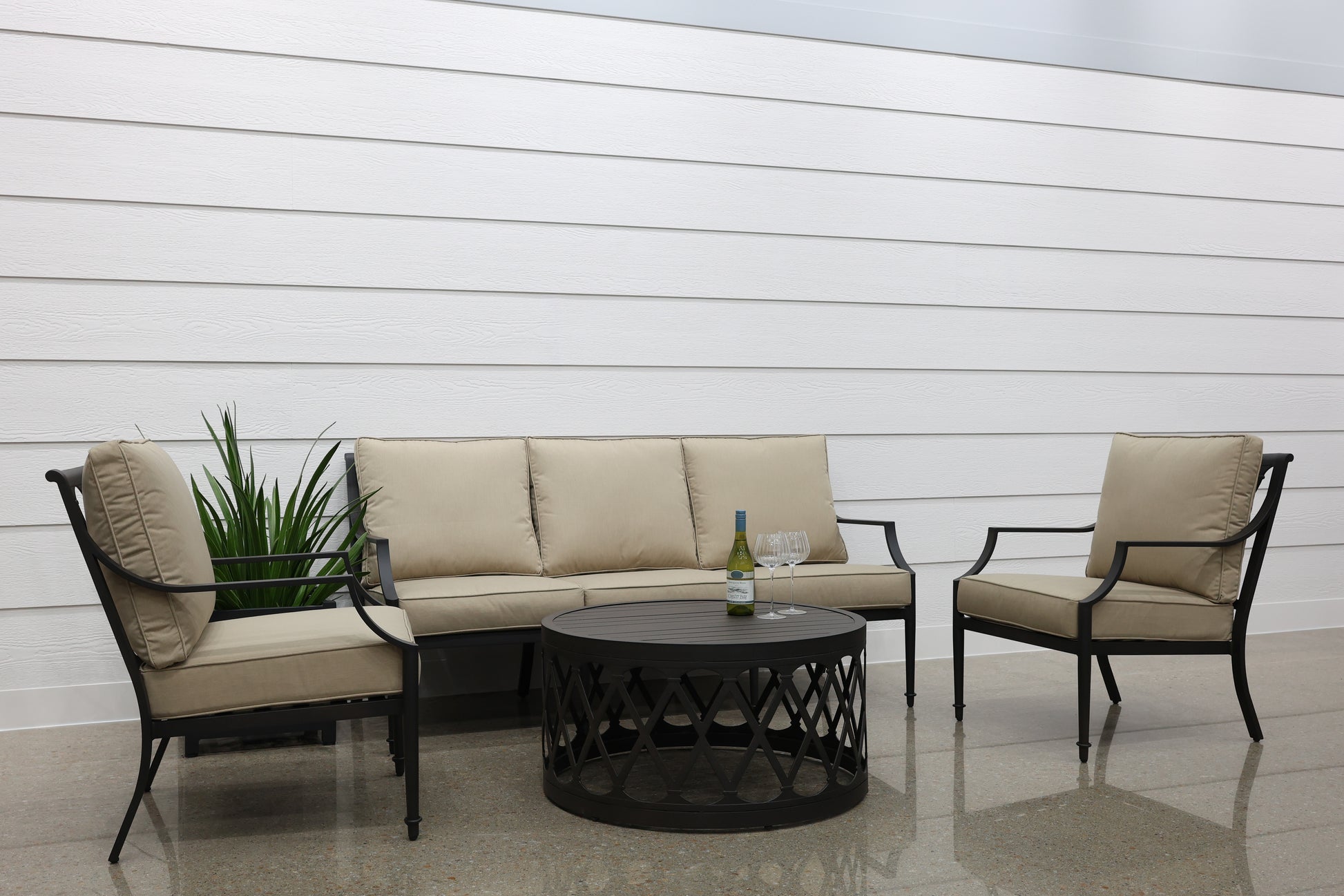 Elmore 4 Piece Outdoor Lounge Setting - Rustic Black