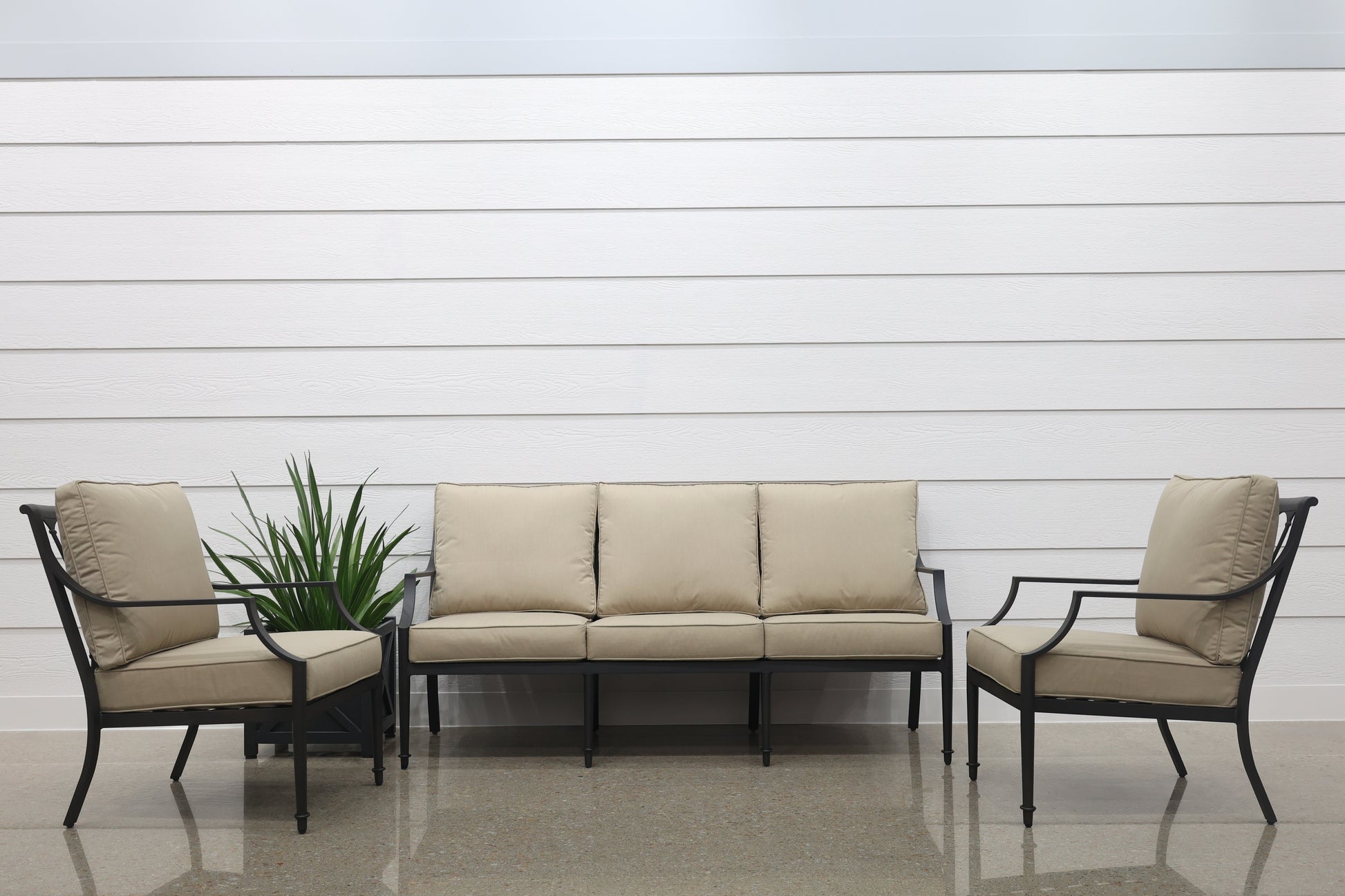 Elmore 4 Piece Outdoor Lounge Setting - Rustic Black