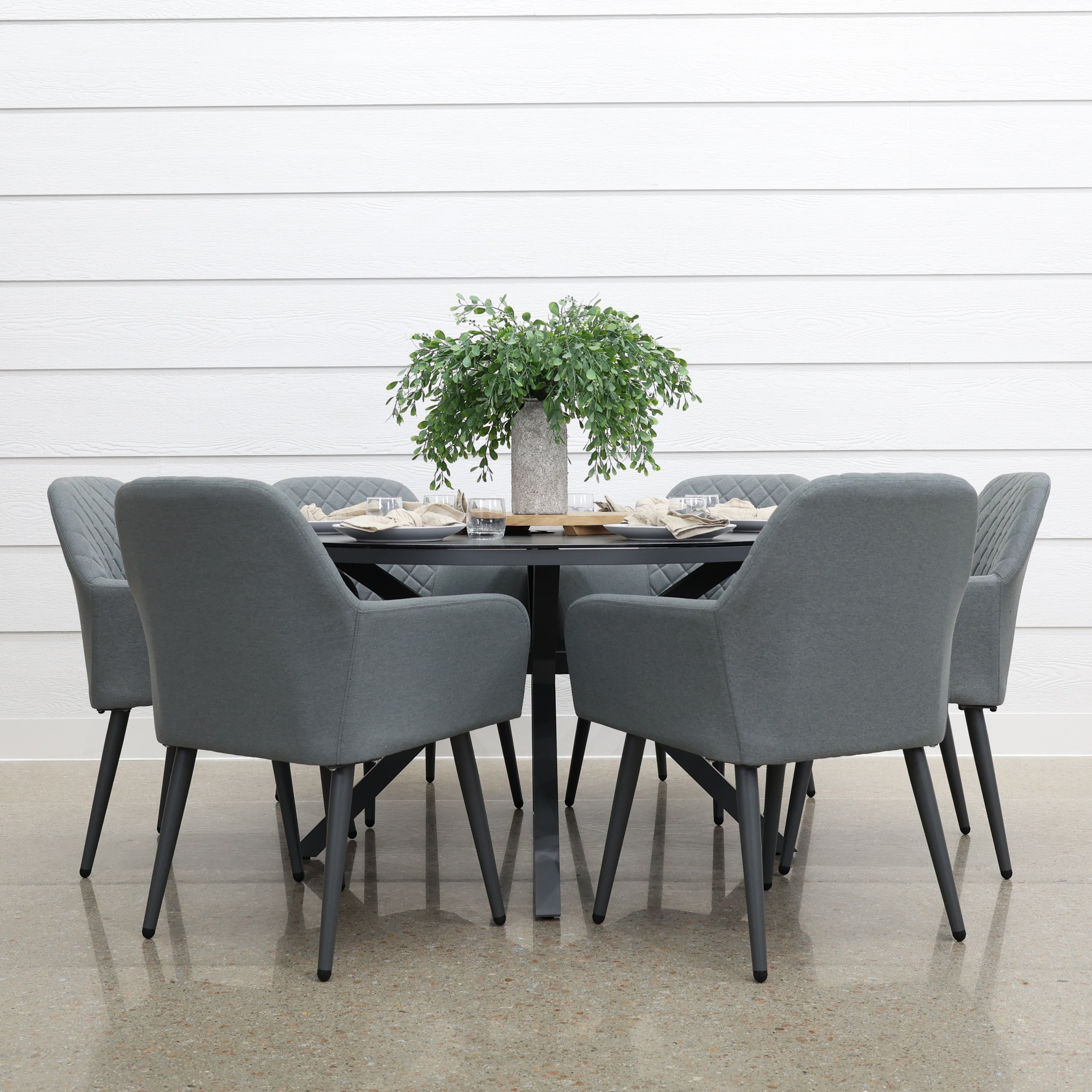 Alice Round Dining Table 135cm w/ 6x Dining Chairs
