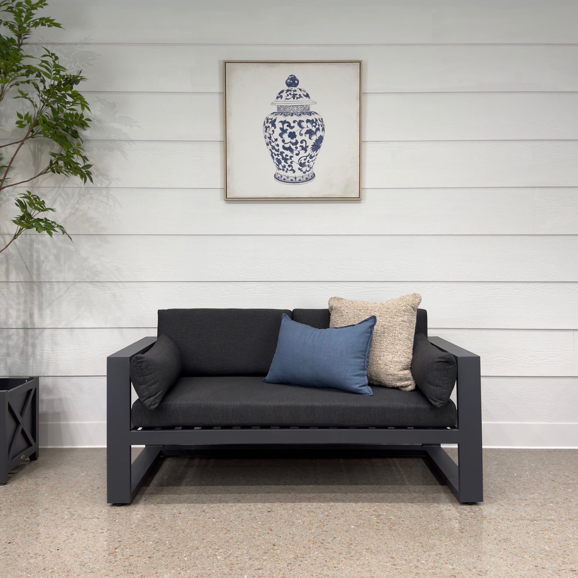 Mildura 2 Seater - Charcoal w/ Denim Grey Cushions