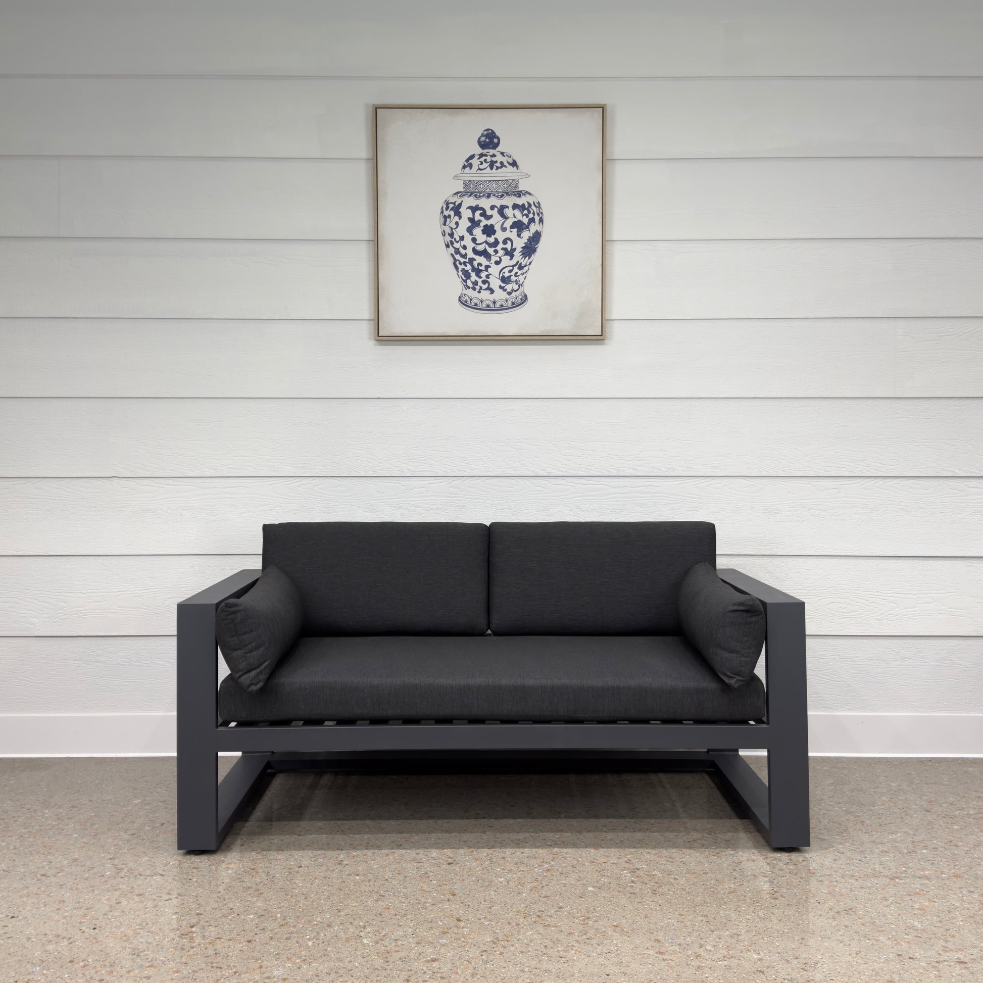 Mildura 2 Seater - Charcoal w/ Denim Grey Cushions