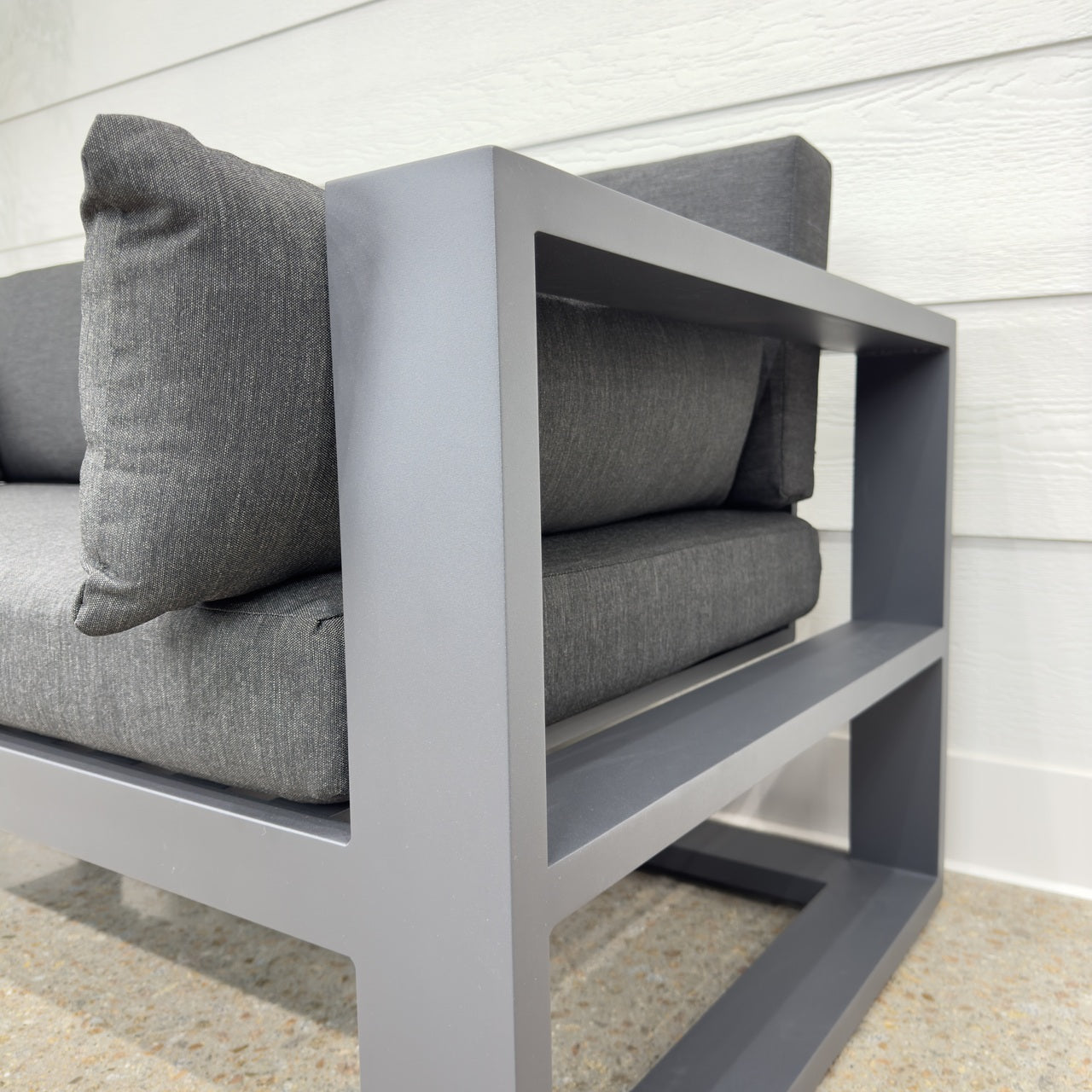 Mildura 2 Seater - Charcoal w/ Denim Grey Cushions
