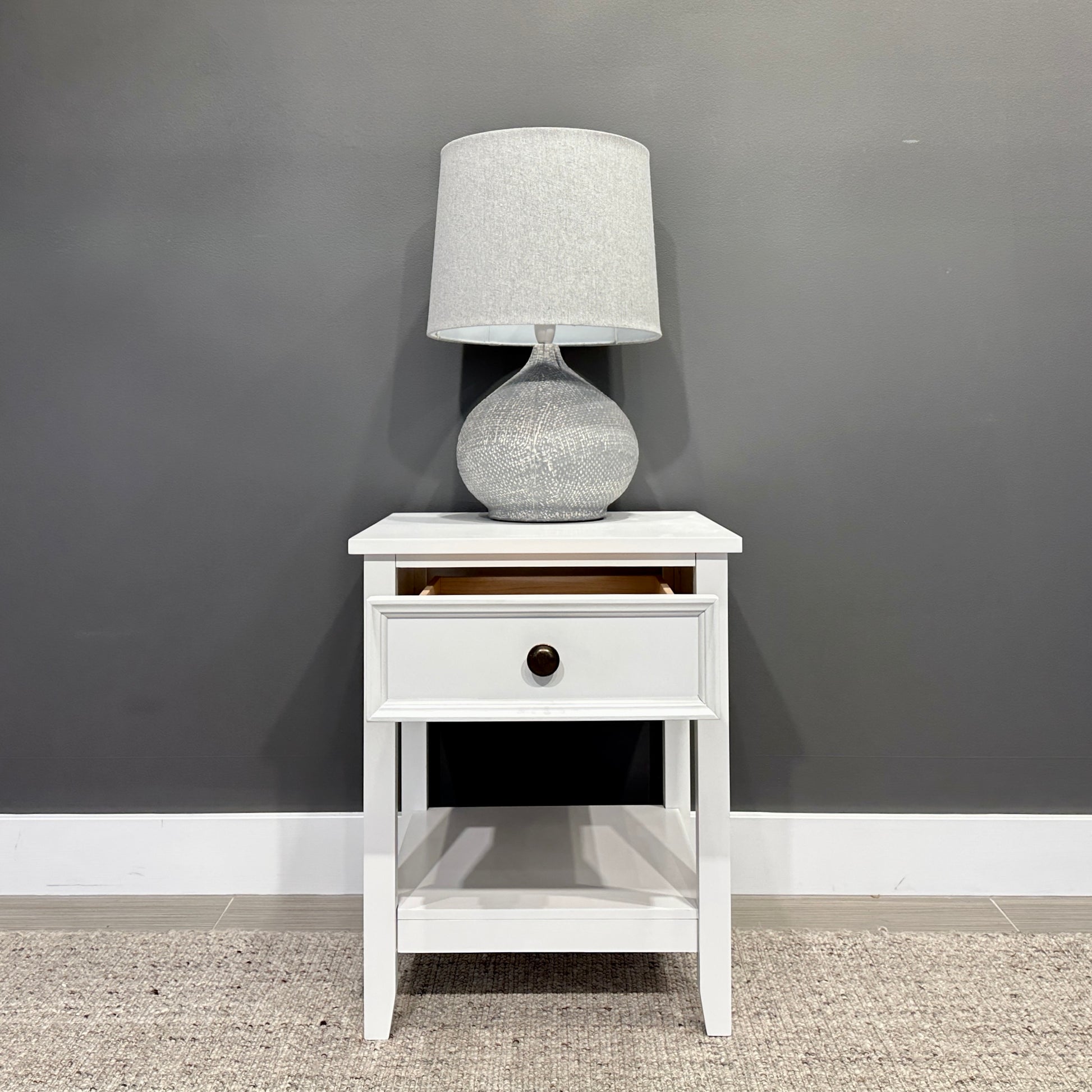 Joseph Bedside w/ 1 Drawer - White