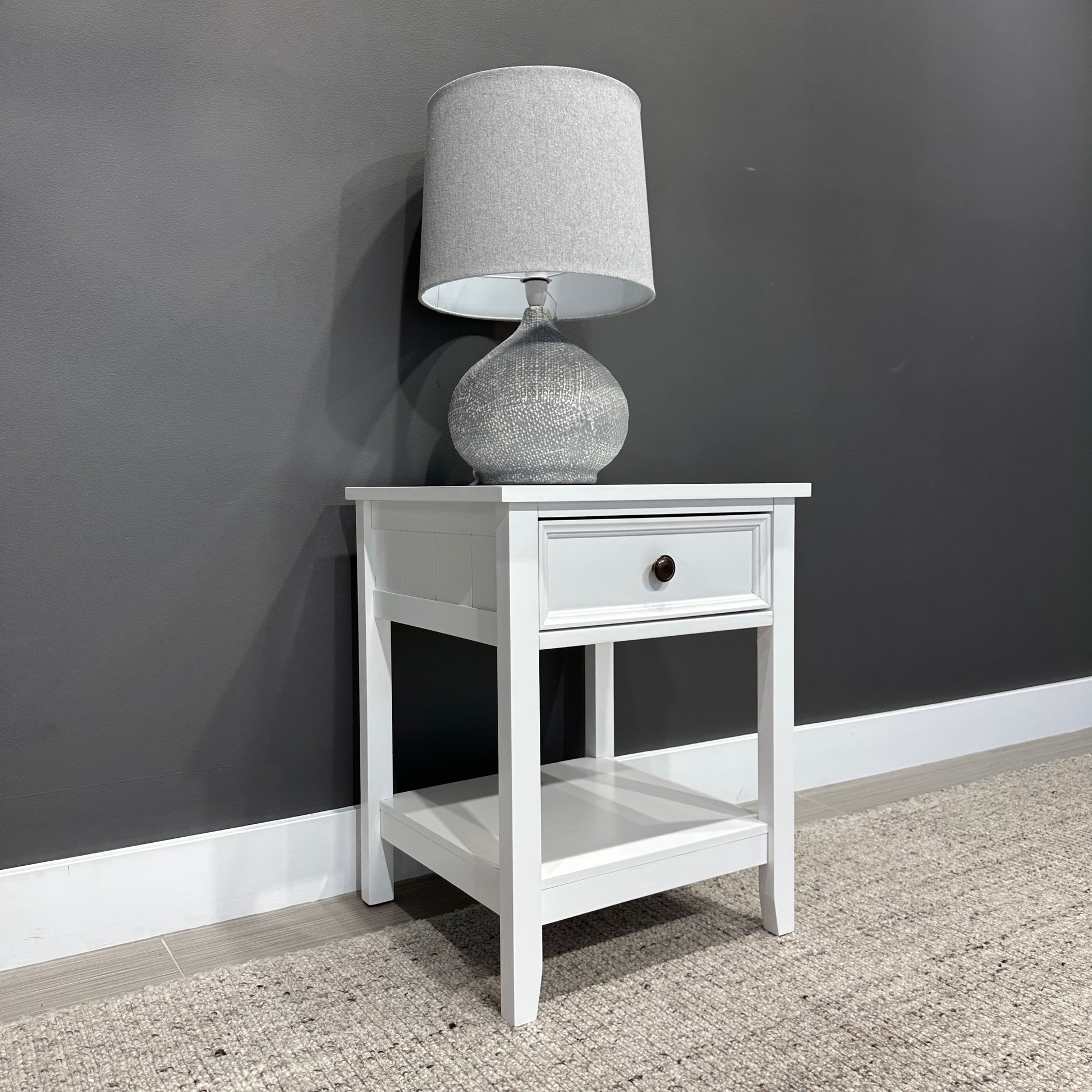 Joseph Bedside w/ 1 Drawer - White