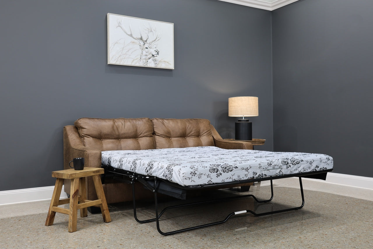 Victoria Queen Sofa Sleeper - Tan Leather Air