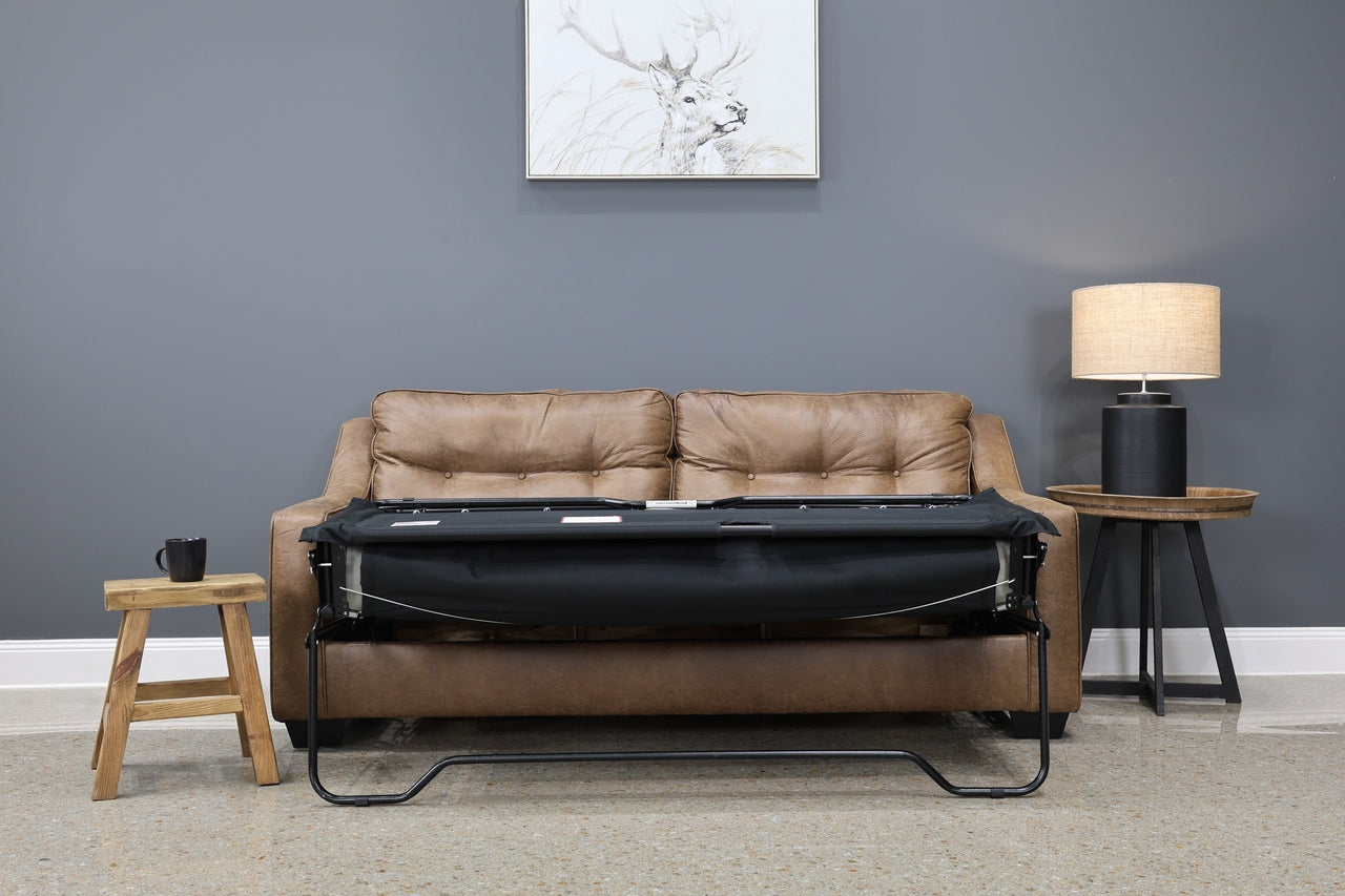 Victoria Queen Sofa Sleeper - Tan Leather Air