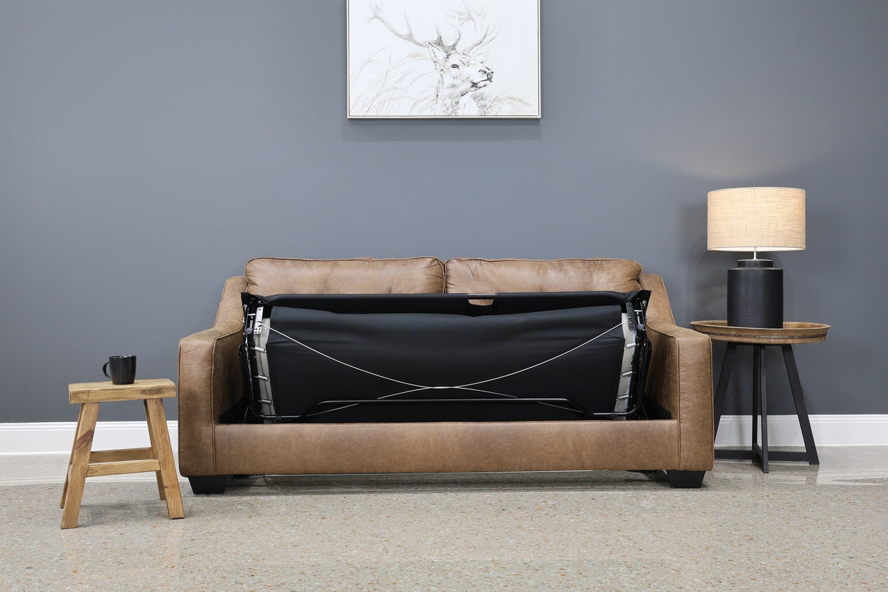 Victoria Queen Sofa Sleeper - Tan Leather Air