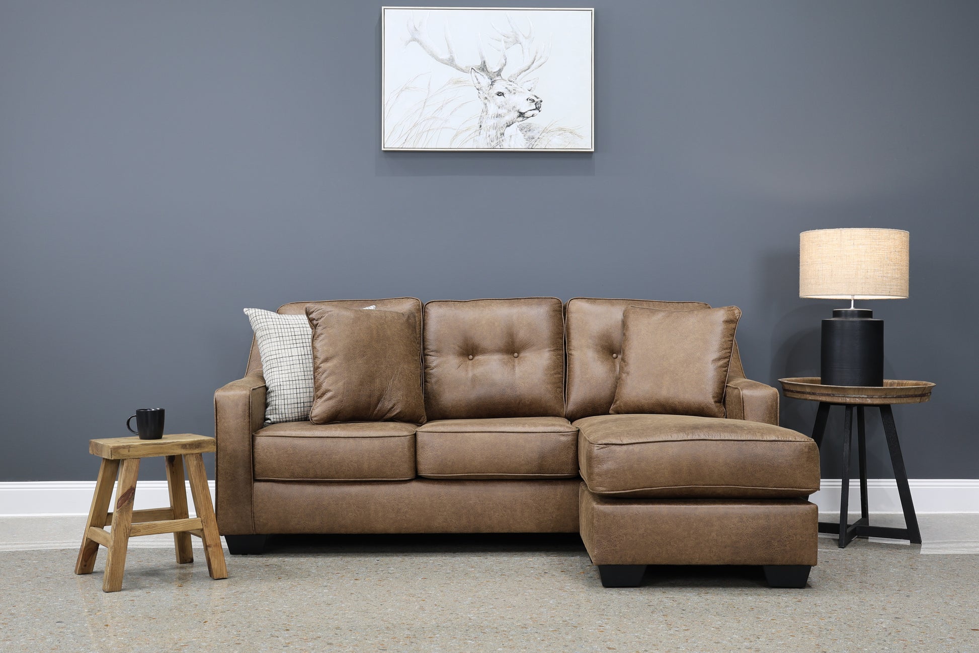 Victoria Sofa Chaise - Tan Leather Air