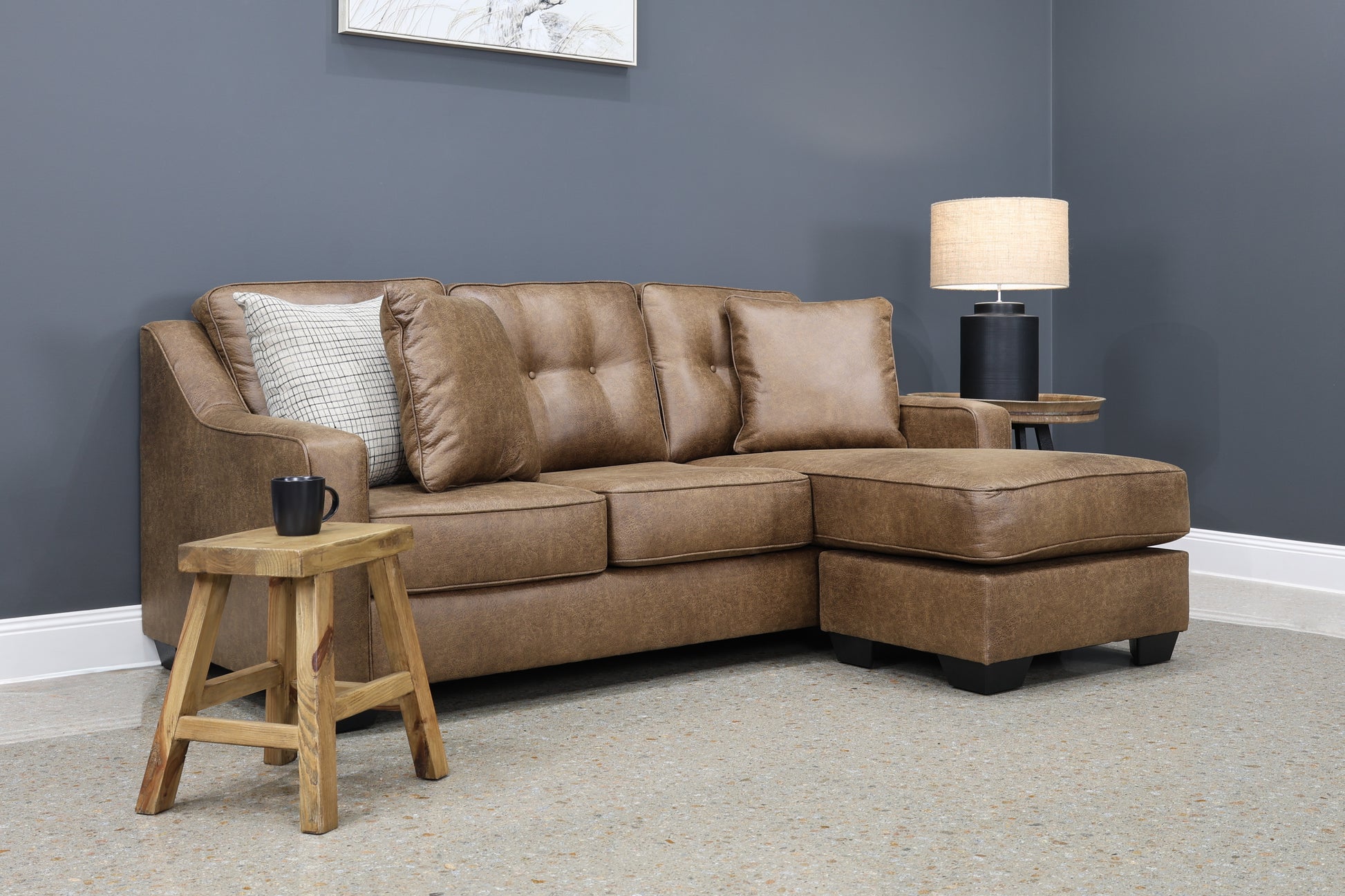 Victoria Sofa Chaise - Tan Leather Air